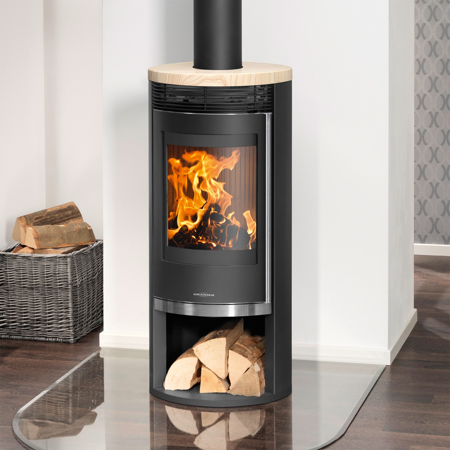 Oranier Rota 2.0 Kaminofen Stahl Schwarz mit Sandstein-Abdeckplatte Oranier Rota 2.0 Kaminofen Stahl Schwarz mit Sandstein-Abdeckplatte