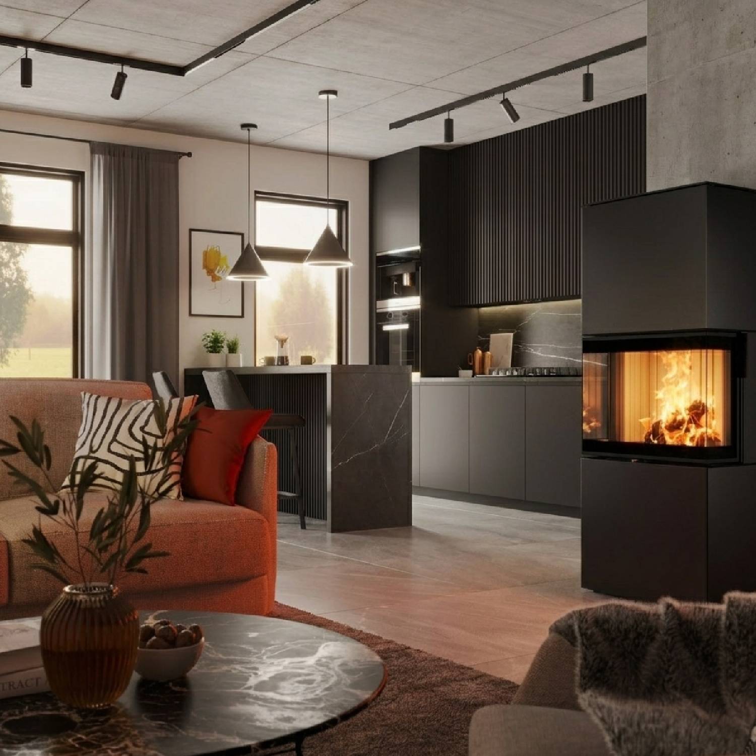 Spartherm Largo L steel RLA Kaminofen Nero