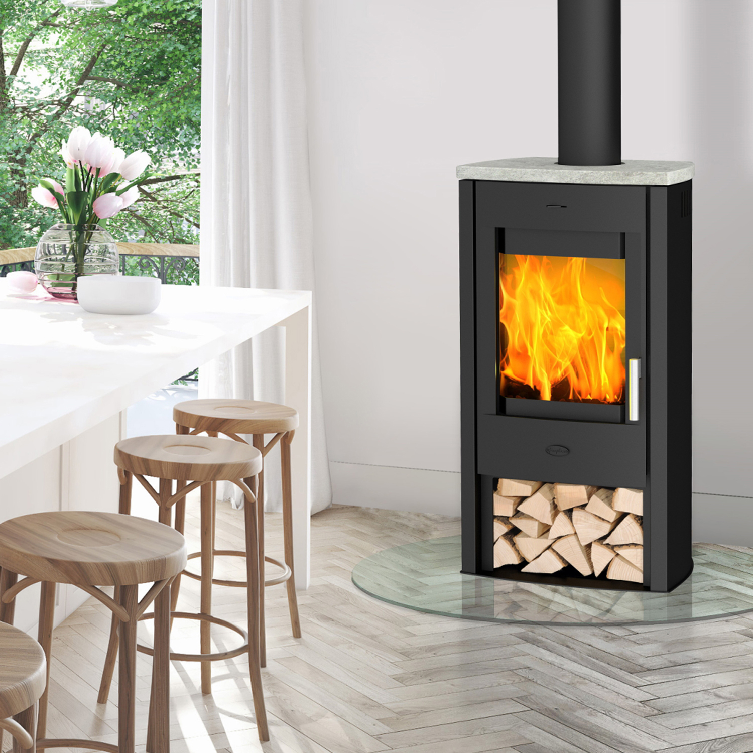 Fireplace Tuvalu Kaminofen Stahl Schwarz | Topplatte Speckstein Fireplace Tuvalu Kaminofen Stahl Schwarz | Topplatte Speckstein