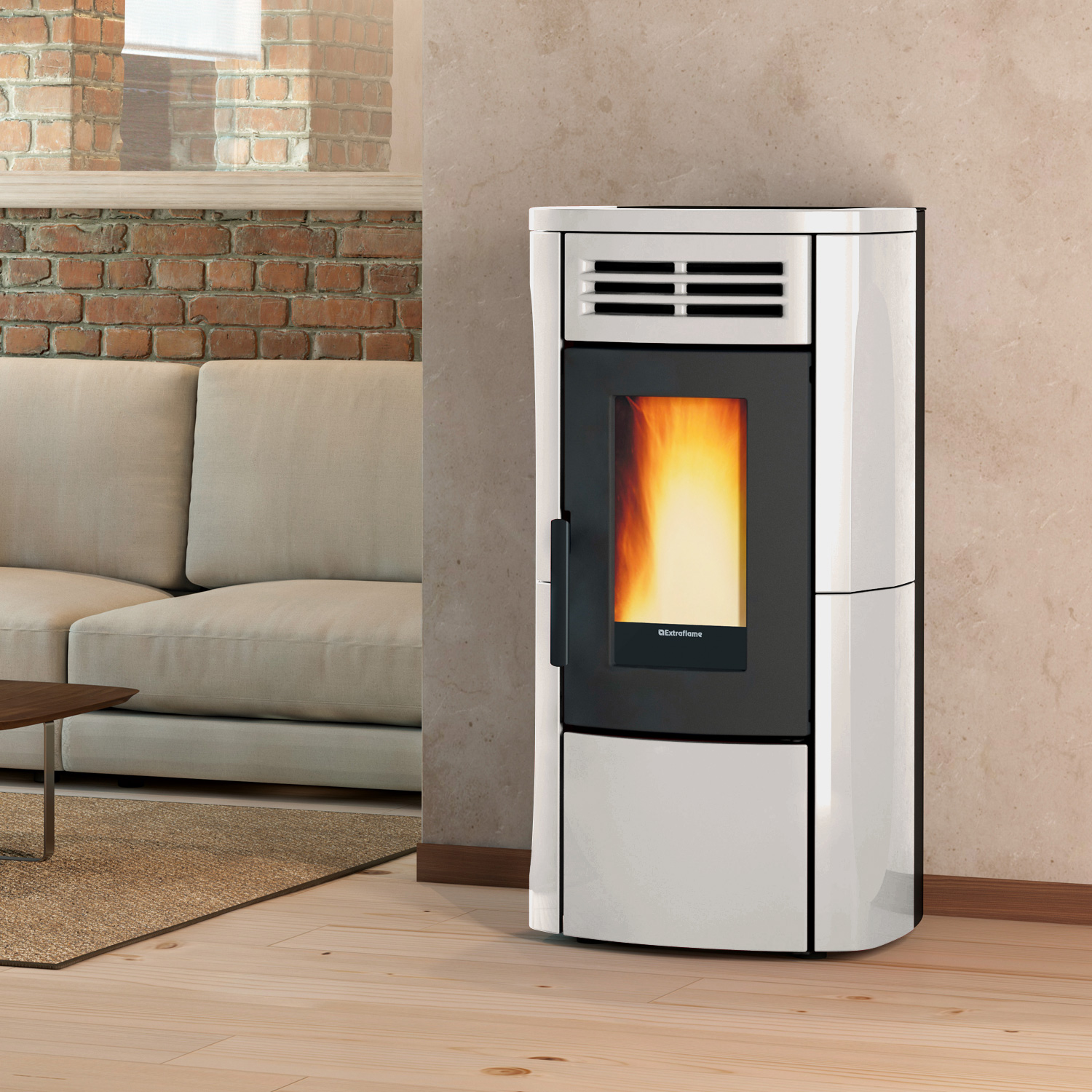 Extraflame Evolution Line Terry Plus Pelletofen Majolika Weiß Extraflame Evolution Line Terry Plus Pelletofen Majolika Weiß