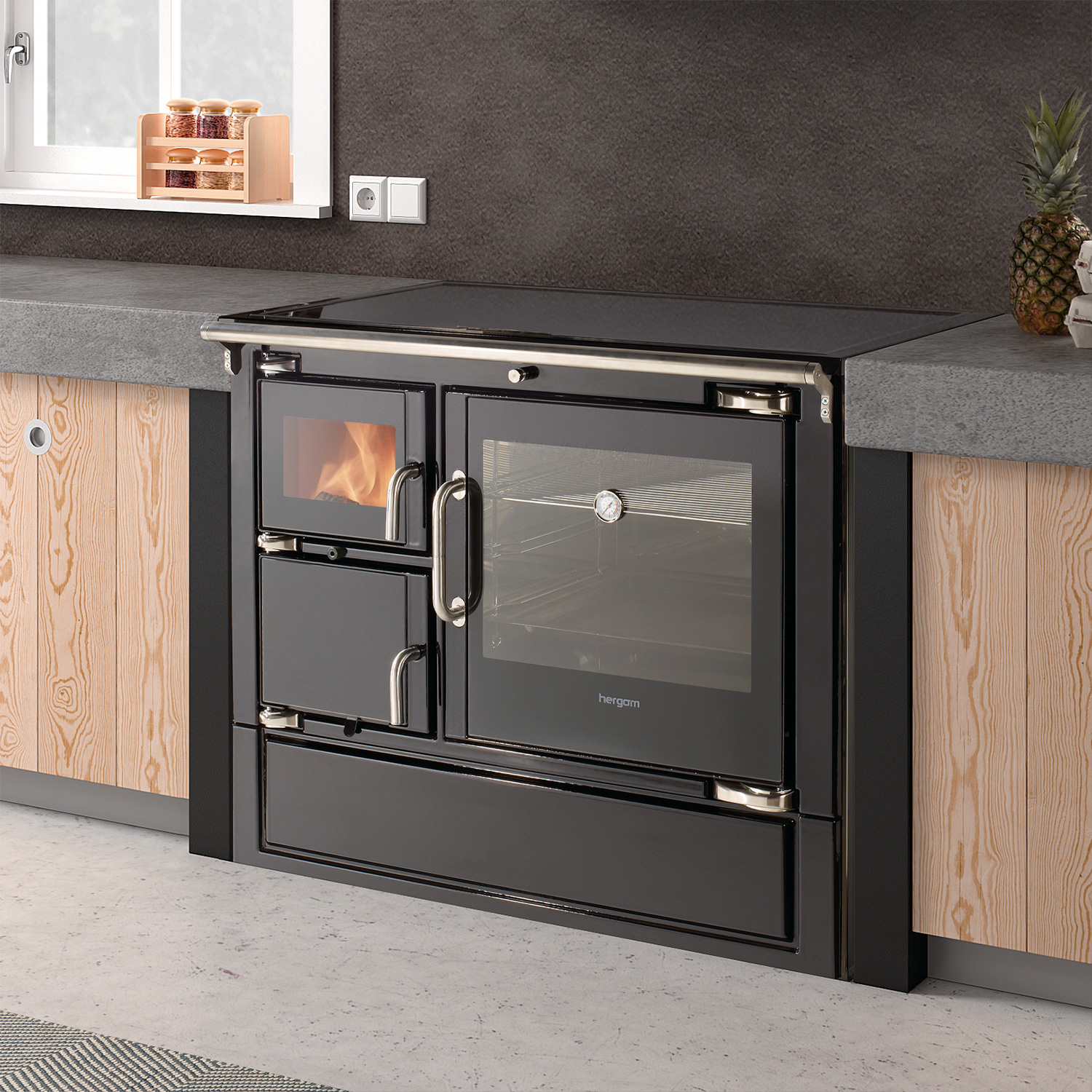 Hergom Eclecsys 100 SE Küchenofen Gusseisen schwarz, inkl. Herdabdeckung aus Glaskeramik Hergom Eclecsys 100 SE Küchenofen Gusseisen schwarz, inkl. Herdabdeckung aus Glaskeramik