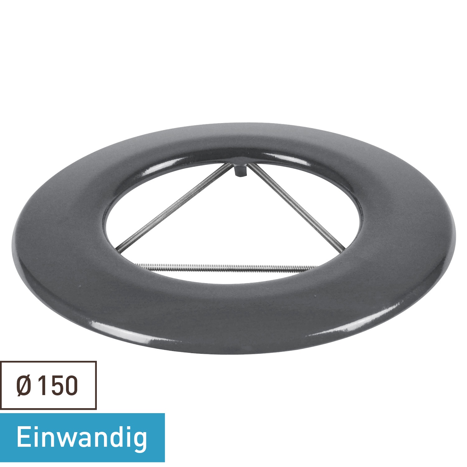 Raik Rauchrohr / Ofenrohr Emaille 150mm - Wandrosette mit Feder Grau