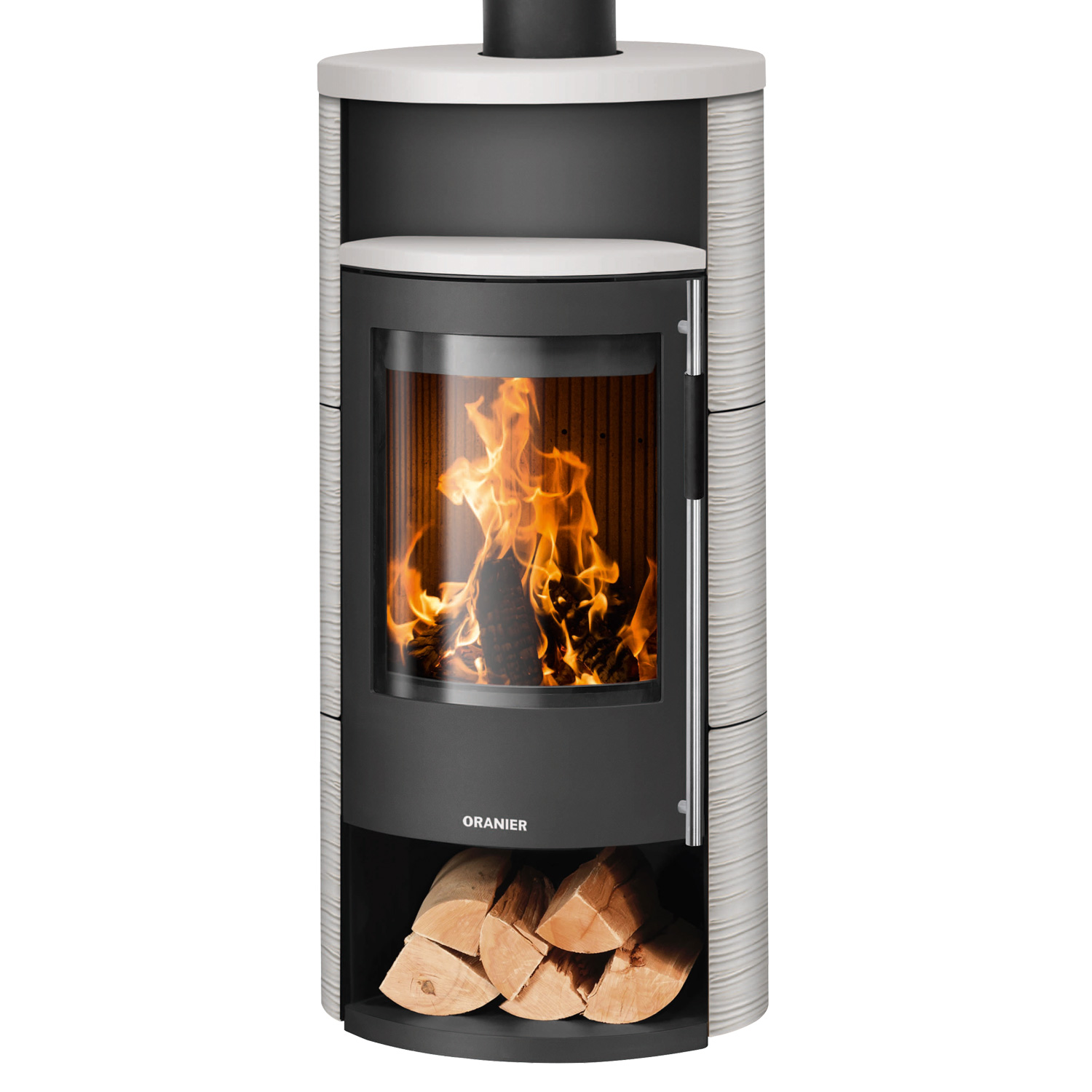 Oranier Polar Neo 4 Kaminofen Stahl Schwarz / Keramik Seidenweiß
