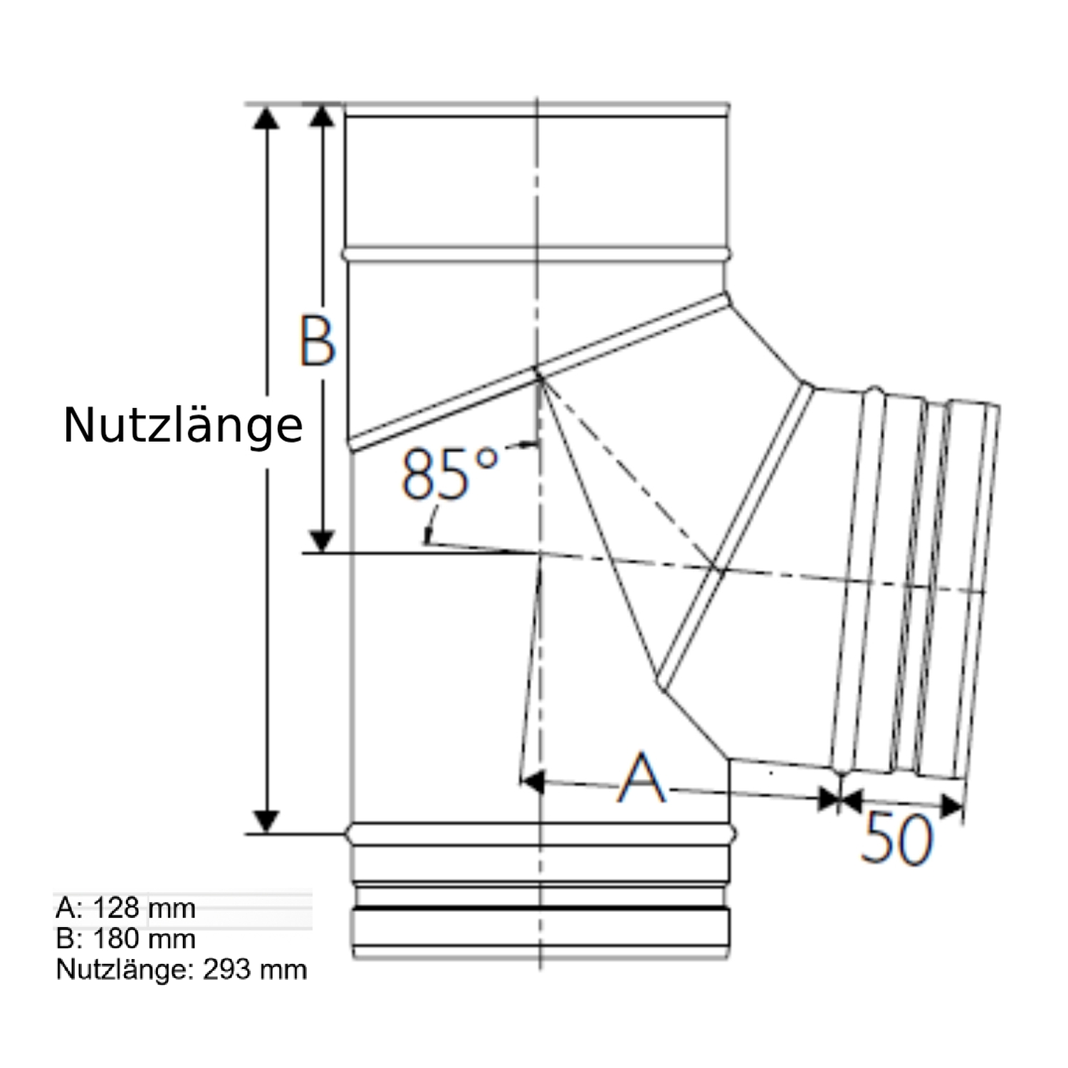 Schiedel PRIMA PLUS Bogen 85° Ø150 mm mit Stützfuß einwandig matt
