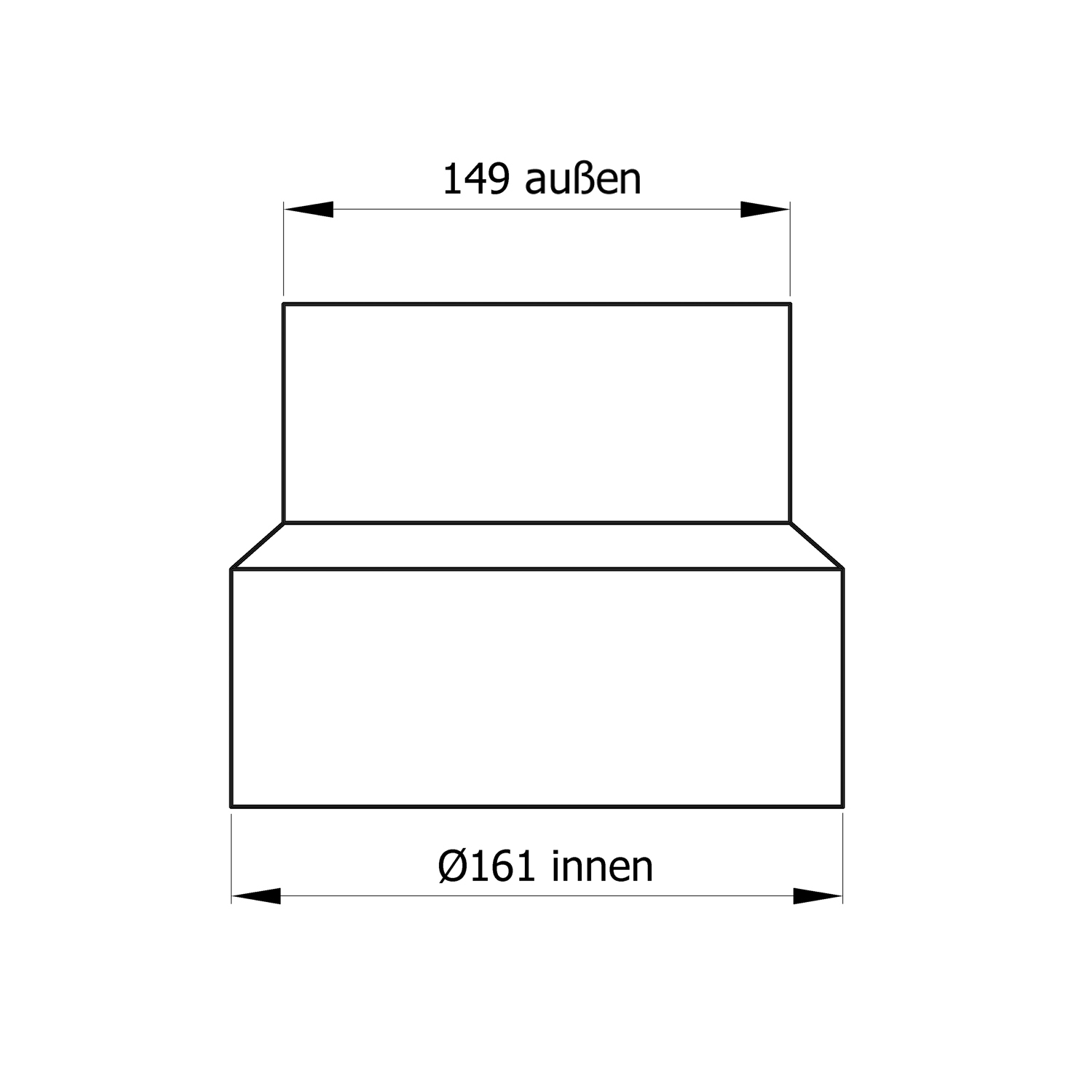Raik Rauchrohr / Ofenrohr Reduzierung 160mm - 150mm schwarz