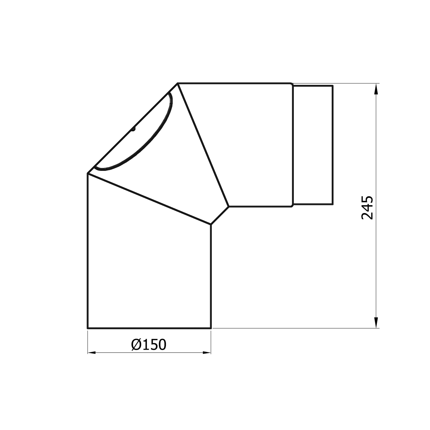Raik Rauchrohrbogen / Ofenrohr 150mm - 90° mit Reinigungsöffnung schwarz