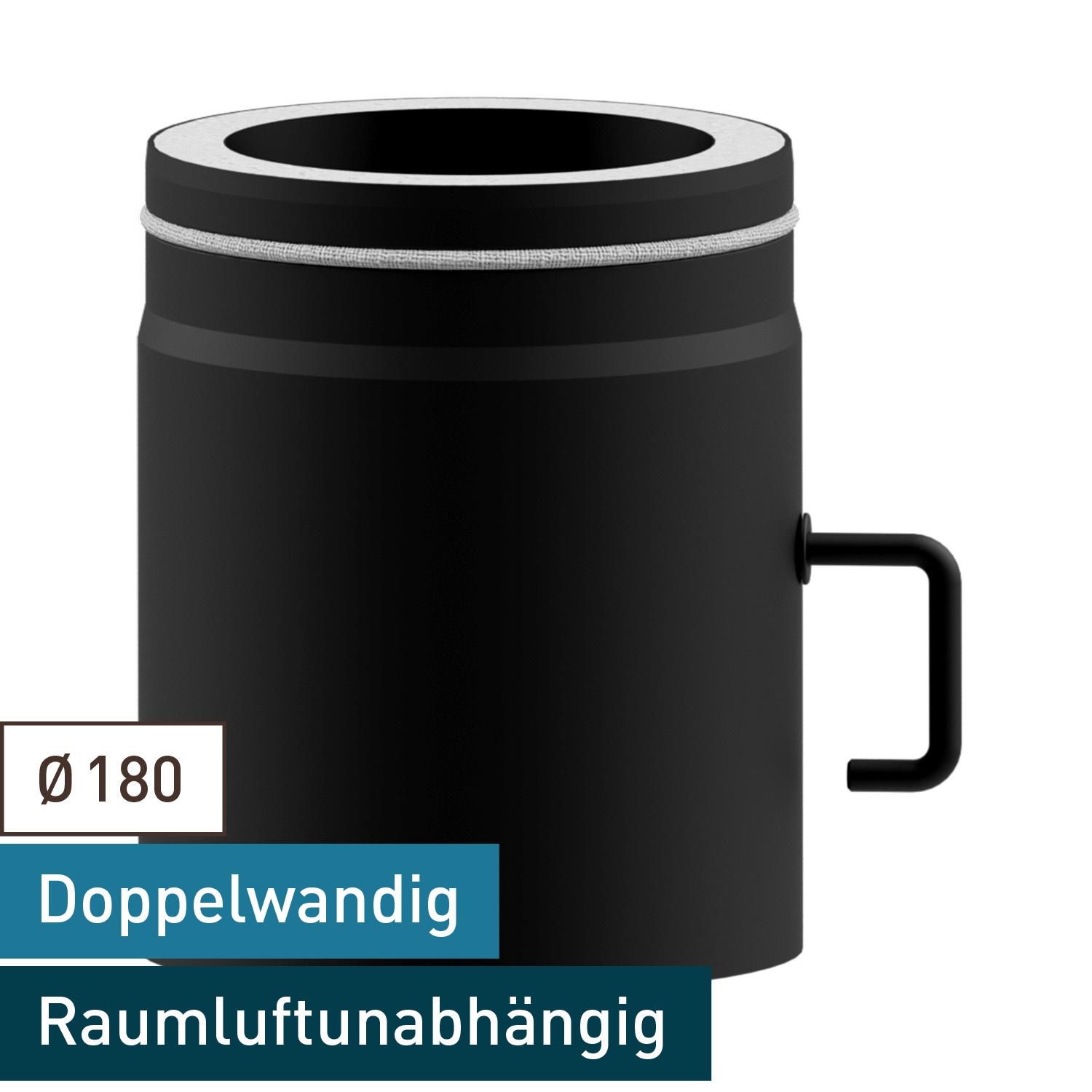 Raik Lifestyle DUO Rauchrohrbogen 180mm schwarz L: 250mm mit Drosselklappe für Rauchrohr / Ofenrohr