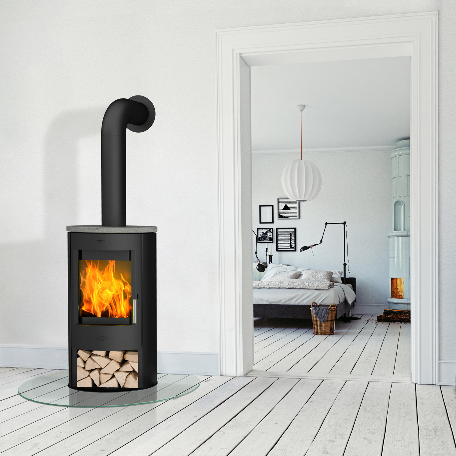 Fireplace Zaria Kaminofen Stahl schwarz | Topplatte Speckstein
