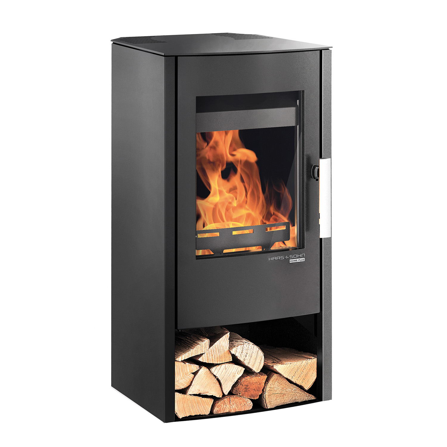 Haas+Sohn RUBUS easy Kaminofen Stahl mit Holzfach tief-schwarz