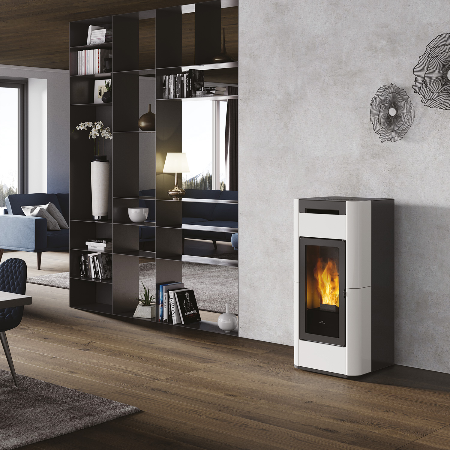 Edilkamin Tera H 30 EVO wasserführender Pelletofen Keramik Weiß