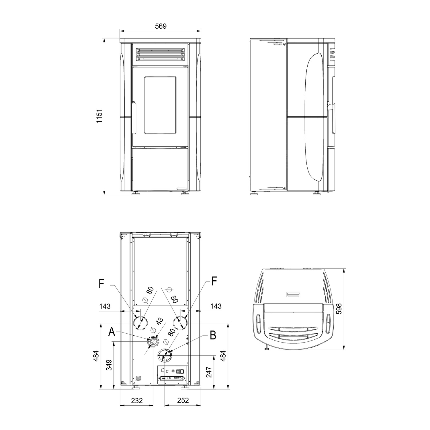 Extraflame TERRY PLUS - Bordeauxrot Pelletofen EVOLUTION LINE