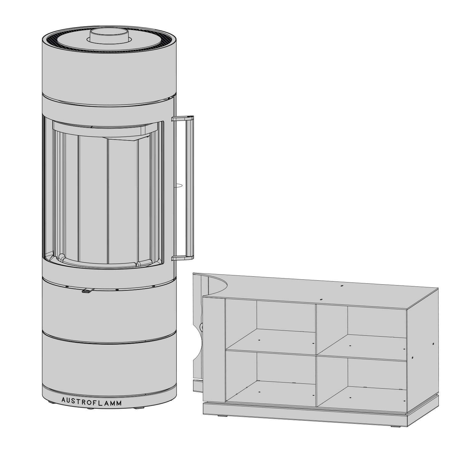 Austroflamm Lux Beistellbox rechts 68 cm Austroflamm Lux Beistellbox rechts 68 cm