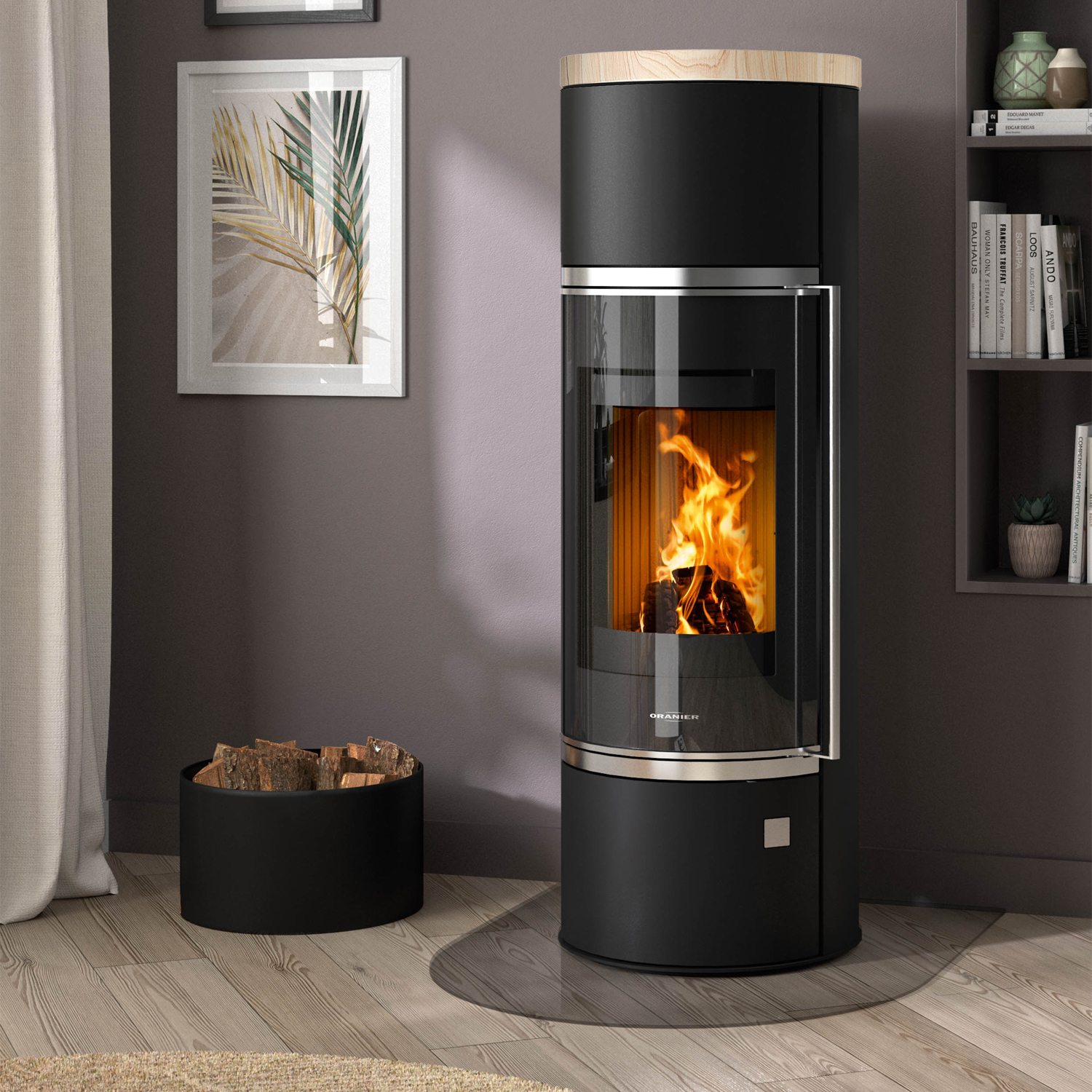 Oranier Arena W+ 2.0 Kaminofen Stahl Schwarz mit Abdeckplatte Sandstein Oranier Arena W+ 2.0 Kaminofen Stahl Schwarz mit Abdeckplatte Sandstein