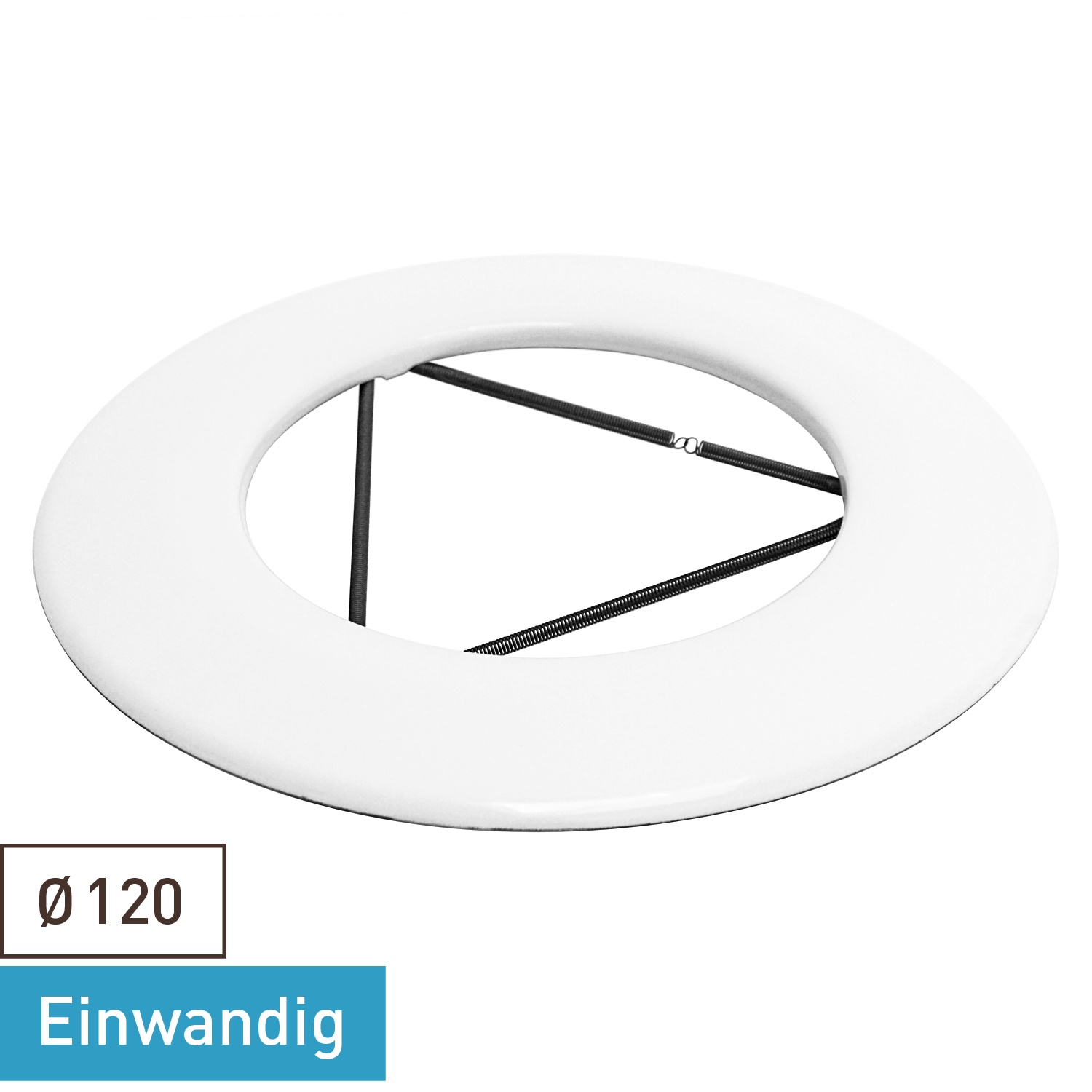 Raik Rauchrohr / Ofenrohr Emaille 120mm - Wandrosette mit Feder Weiß