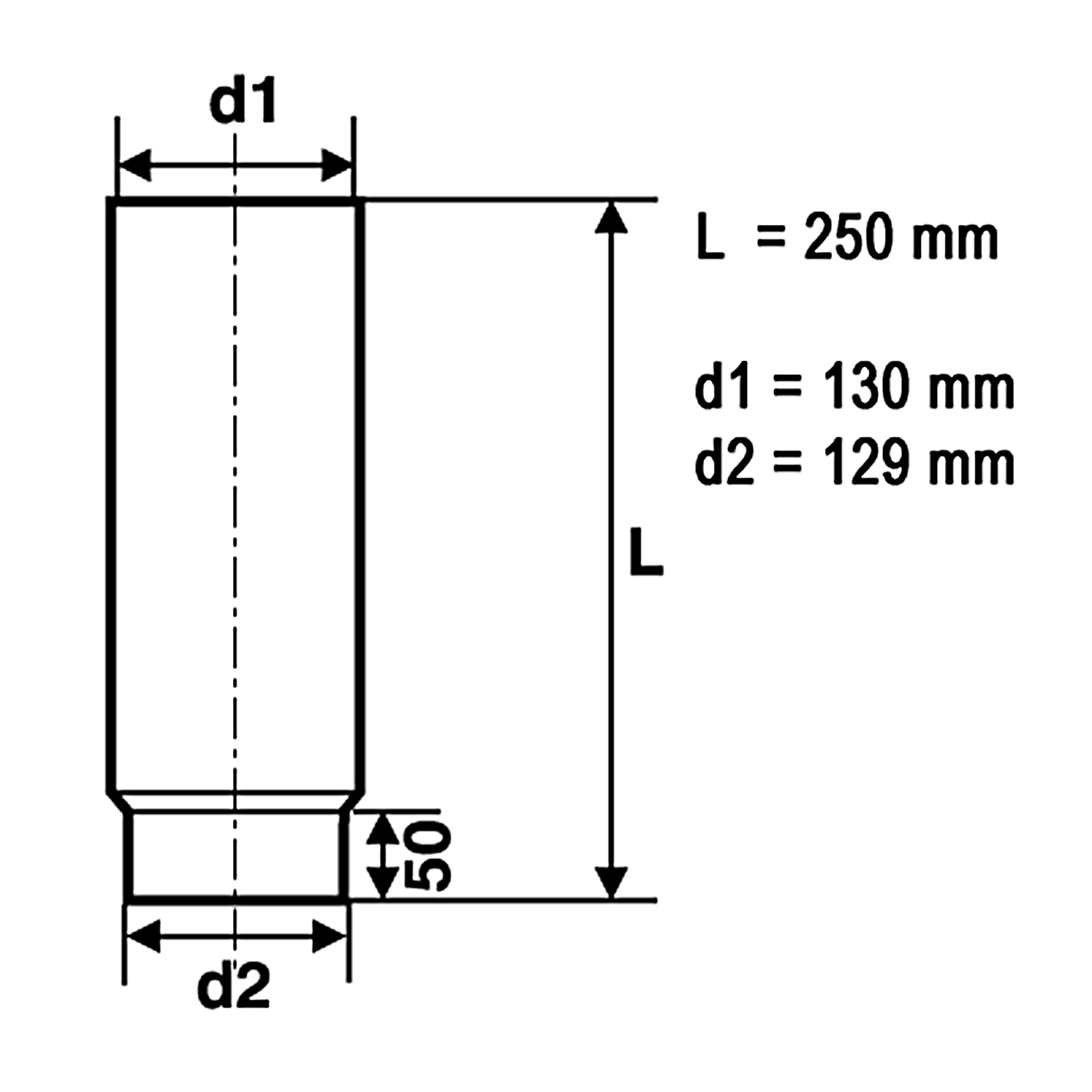 Raik Basic Längenelement 130mm gussgrau L: 250mm für Rauchrohr / Ofenrohr