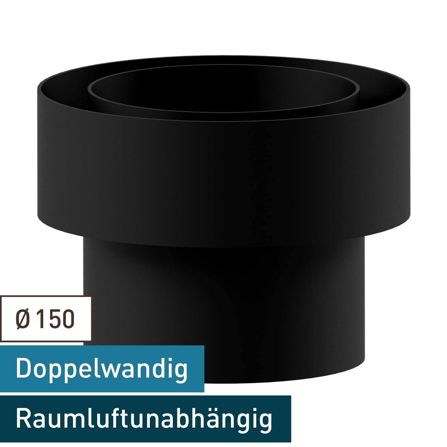 Raik Lifestyle DUO Schornsteinanschlussstück 150mm schwarz für Rauchrohr / Ofenrohr