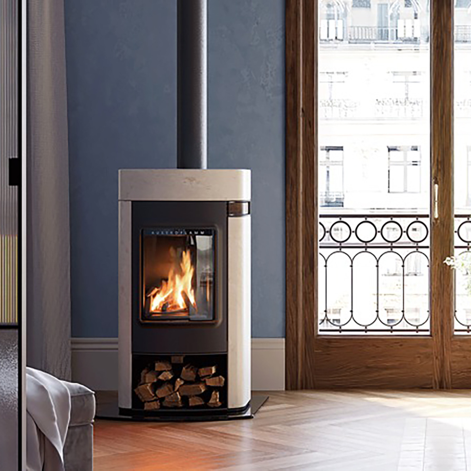 Austroflamm Elise Kaminofen Naturstein Velvet Ivory