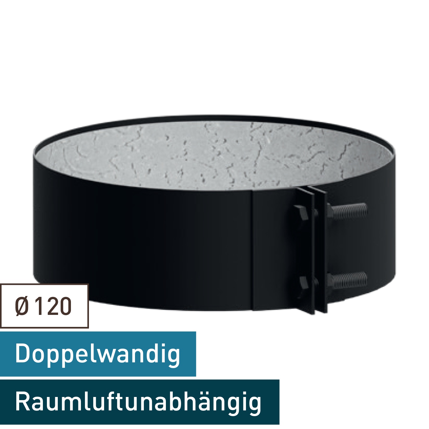Raik Lifestyle DUO Bride 175mm schwarz für Lifestyle DUO 120mm für Rauchrohr / Ofenrohr