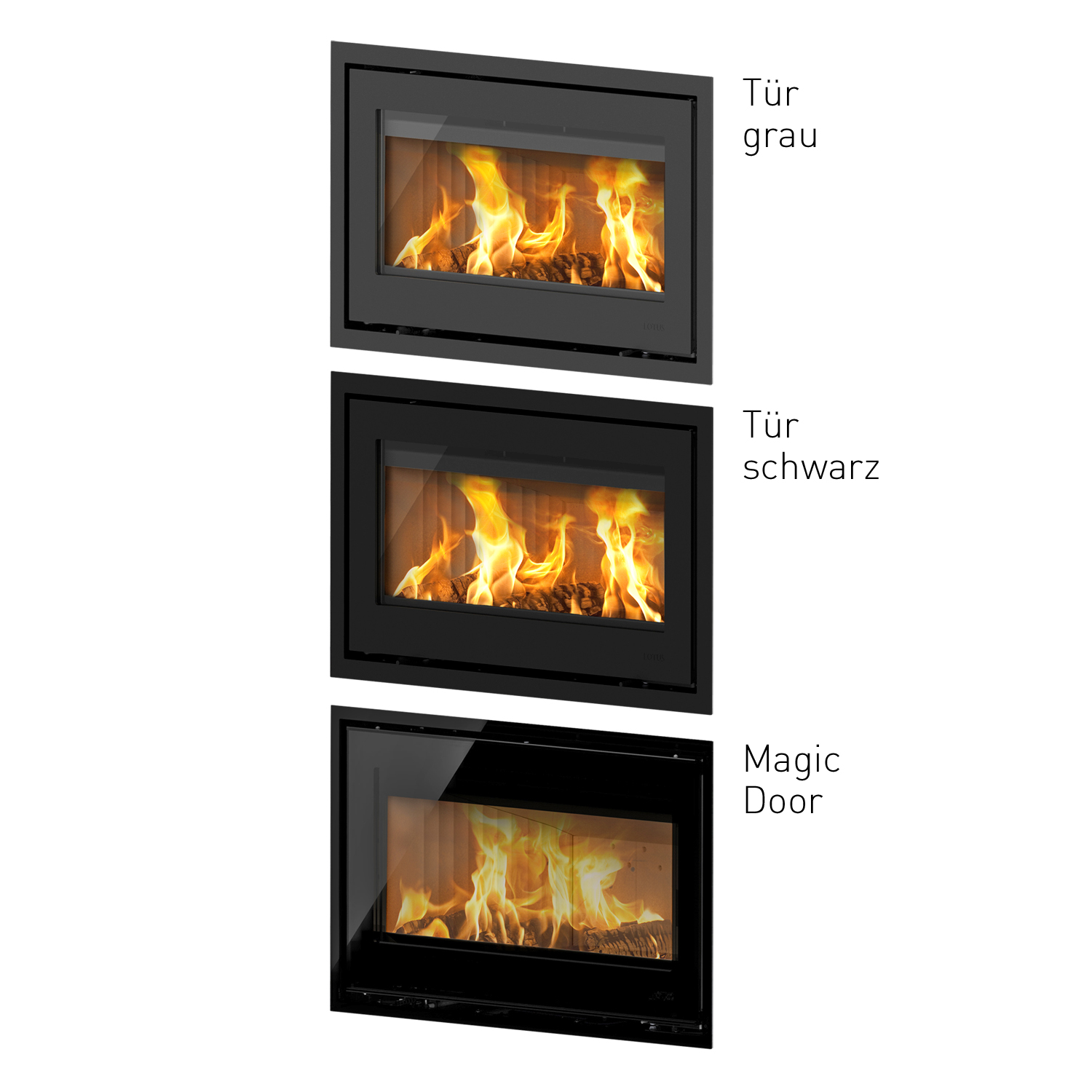 Lotus Beto 470W Plus Kaminofen Magic Tür, Topplatte Grau, Rauchabgang hinten Lotus Beto 470W Plus Kaminofen Magic Tür, Topplatte Grau, Rauchabgang hinten