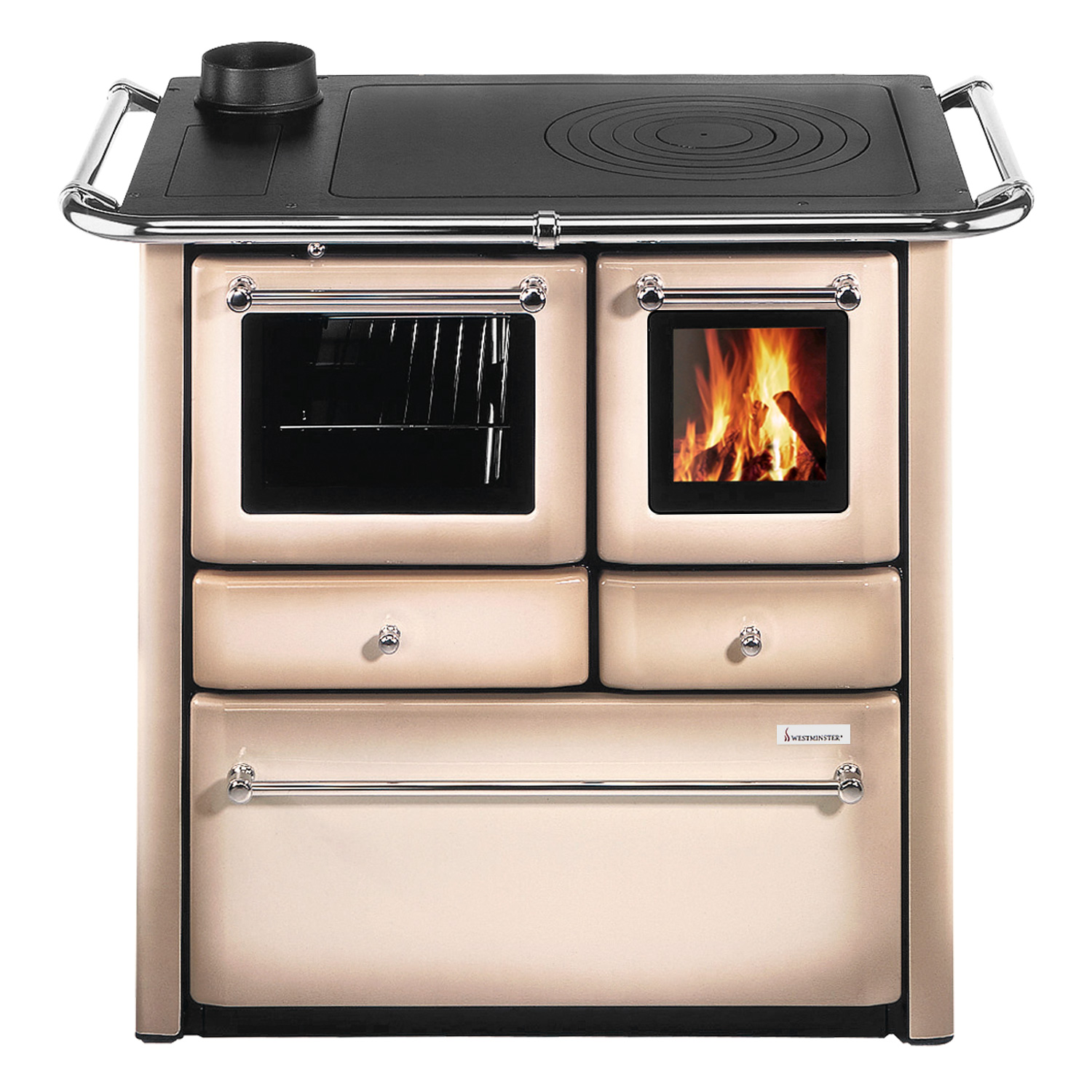 Wamsler K 85 F Küchenofen Stahl Cappuccino, Backfach links