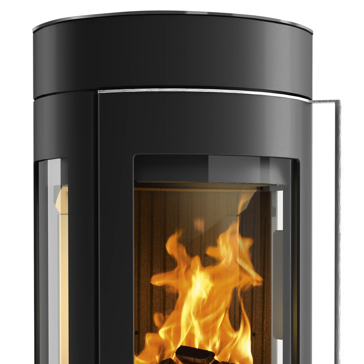 Justus Meva Kaminofen Stahl Schwarz / Topplatte Glas