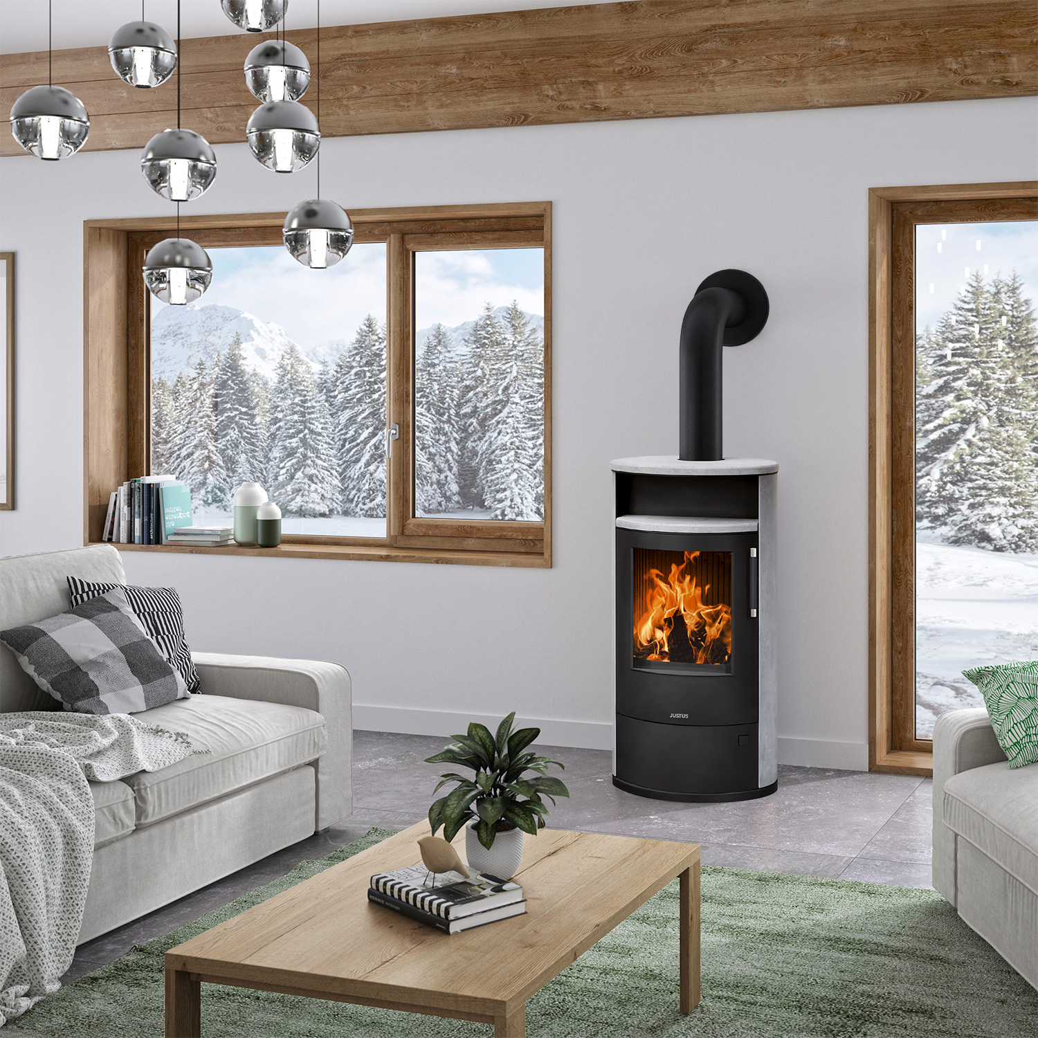 Justus Island 7 2.0 Kaminofen Stahl Schwarz / Speckstein Justus Island 7 2.0 Kaminofen Stahl Schwarz / Speckstein