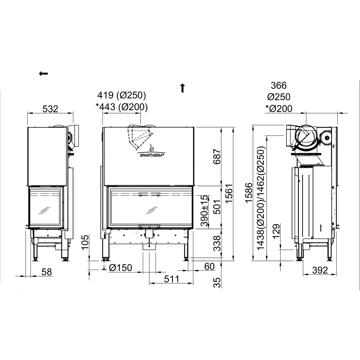 Spartherm Varia 2R-100h Kamineinsatz 200 mm