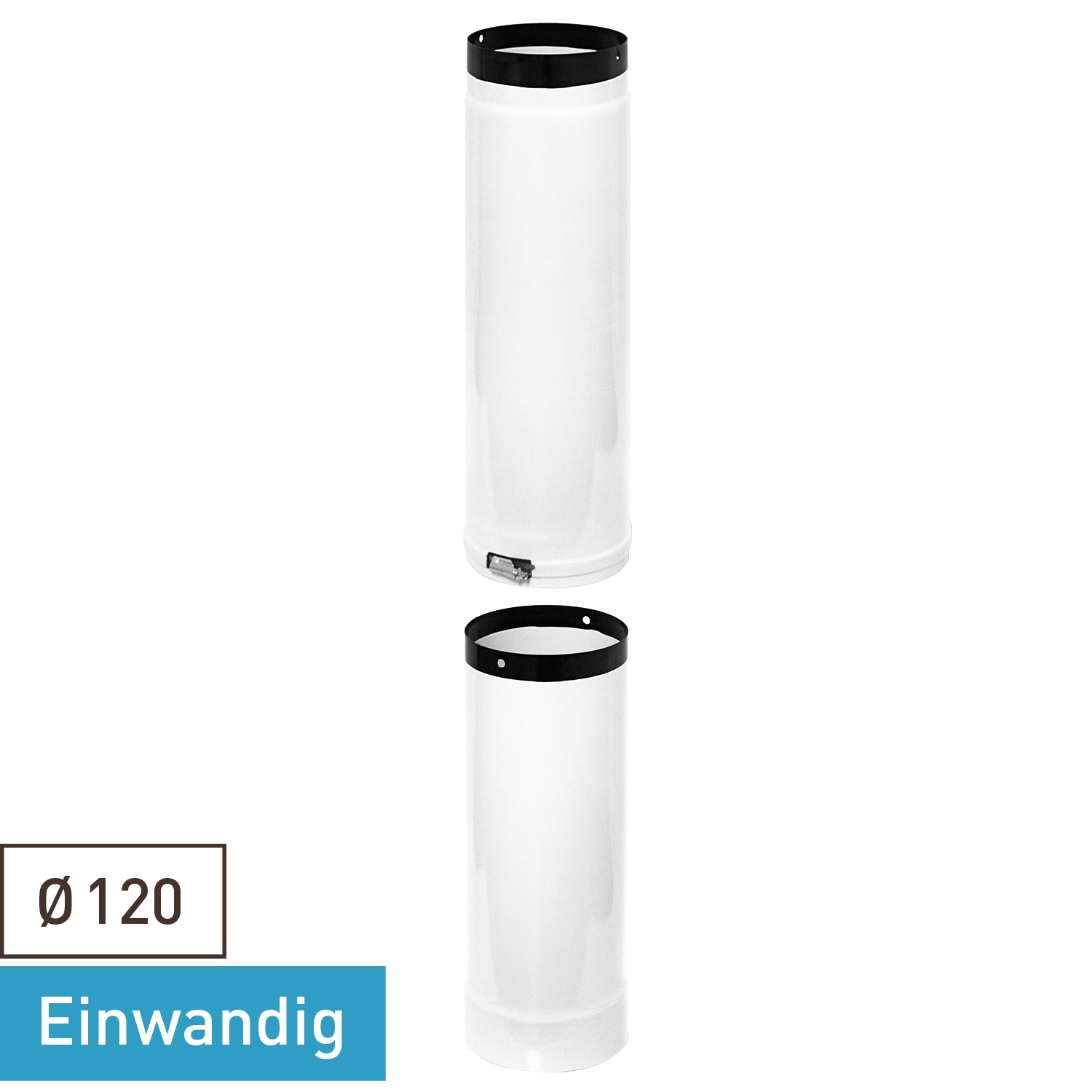 Raik Rauchrohr / Ofenrohr Emaille 120mm - Länge 500mm Teleskoprohr Weiß