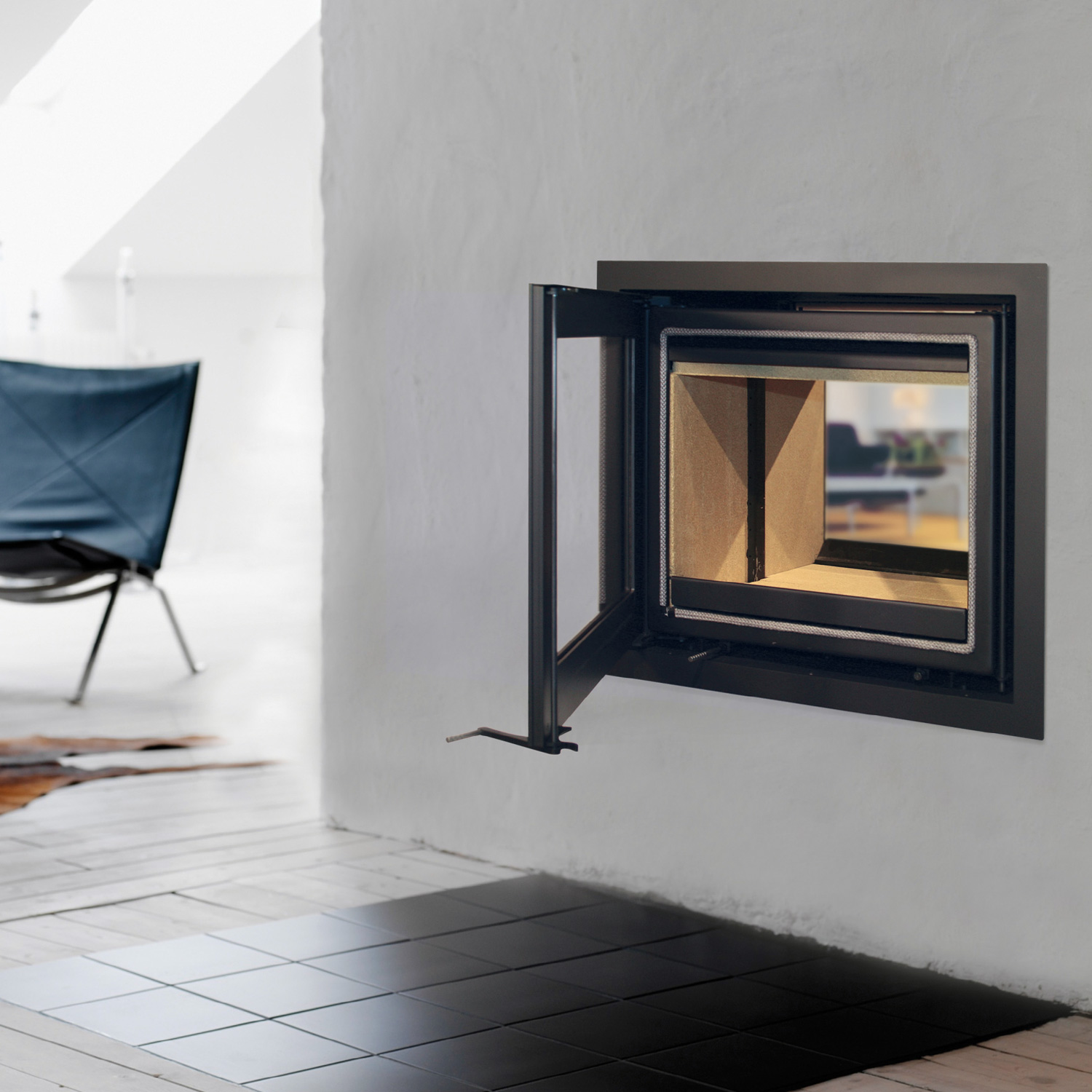 Lotus H570 T Kamineinsatz Farbe Schwarz, Scharniere links Lotus H570 T Kamineinsatz Farbe Schwarz, Scharniere links