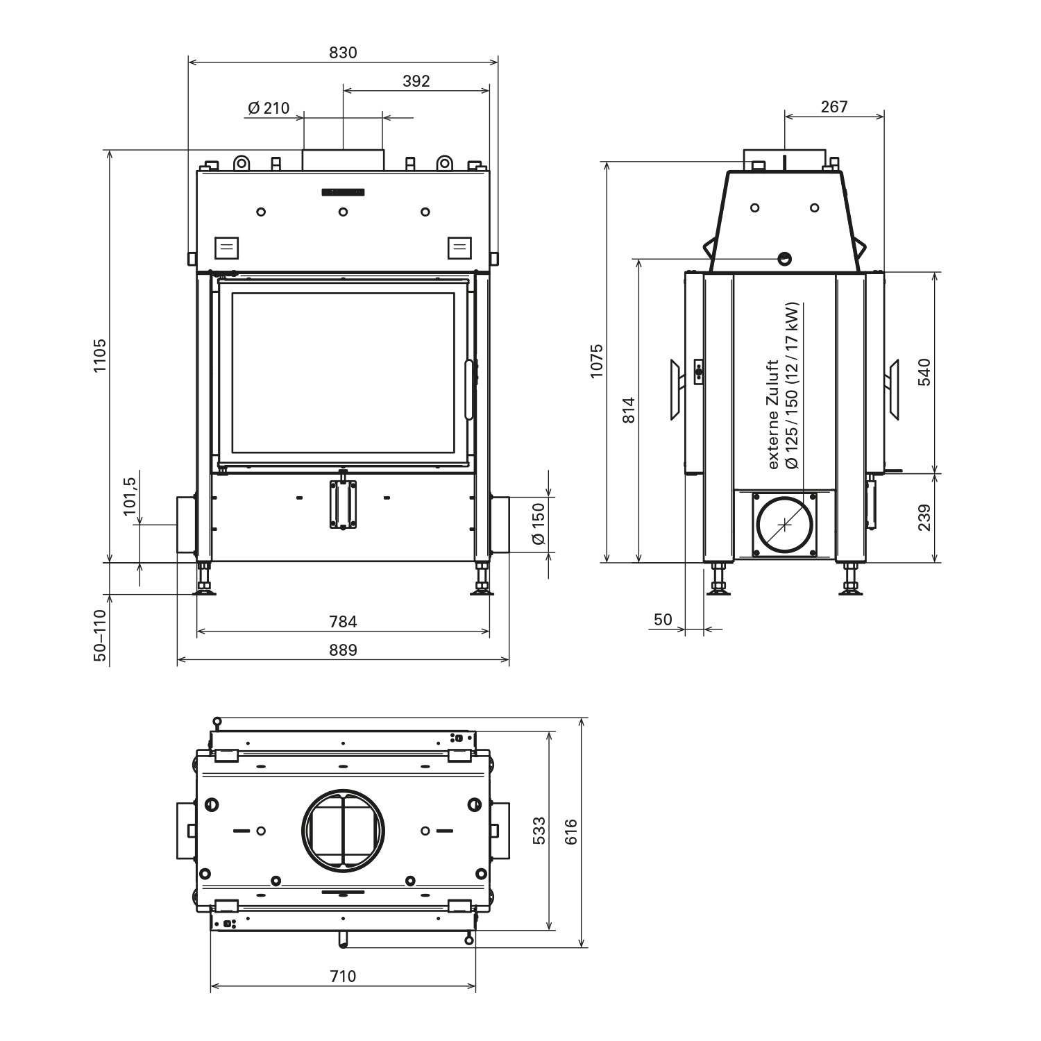 Schmitzker No3 12 kW Wasserführender Kamineinsatz