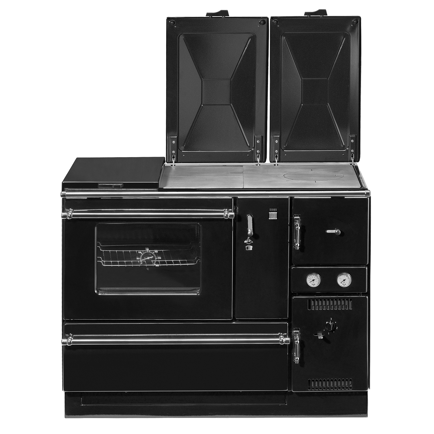 Wamsler K 178 Küchenofen wasserführend Schwarz Rauchrohr links Wamsler K 178 Küchenofen wasserführend Schwarz Rauchrohr links