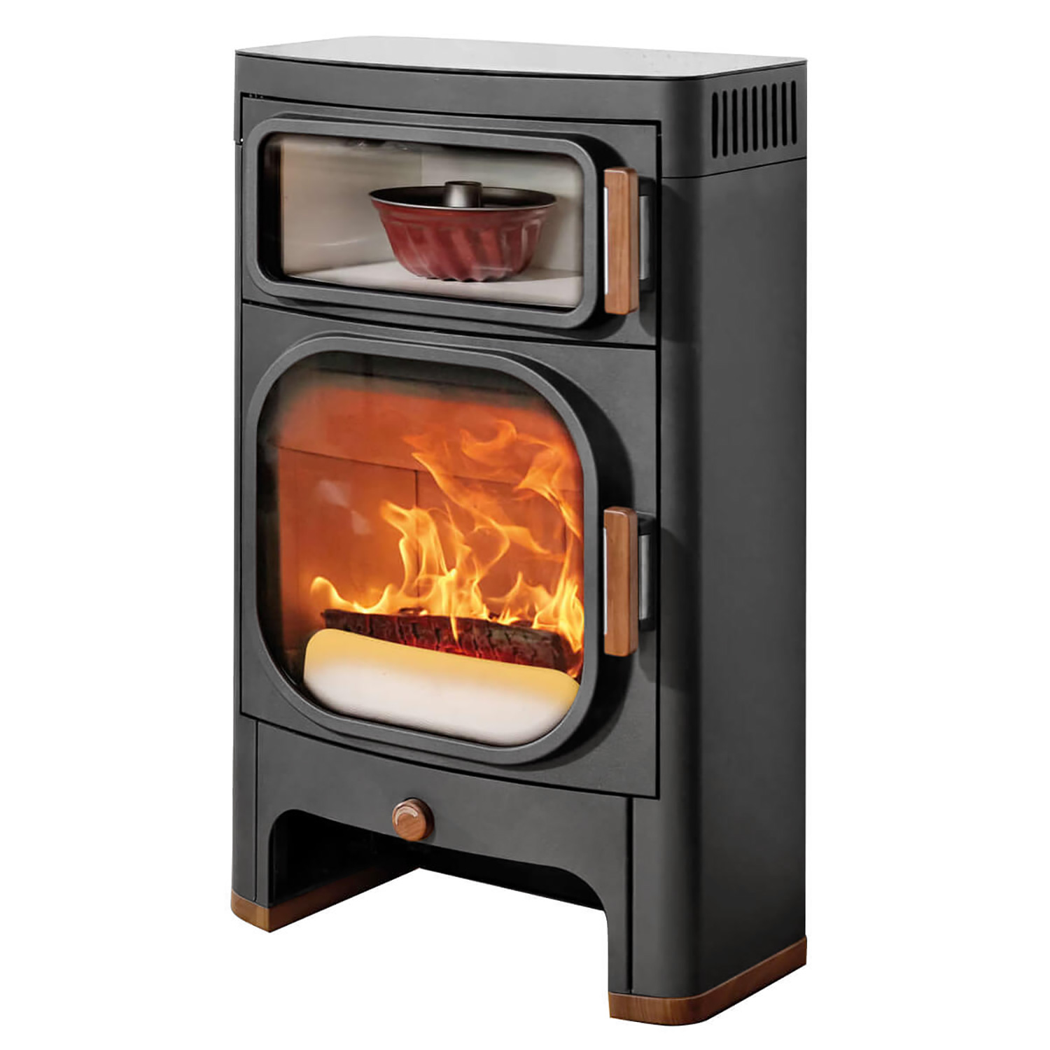 Austroflamm Heidi Back Kaminofen Stahl Schwarz RR hinten 2022 RESTPOSTEN + 1 m³ Kaminholz gratis