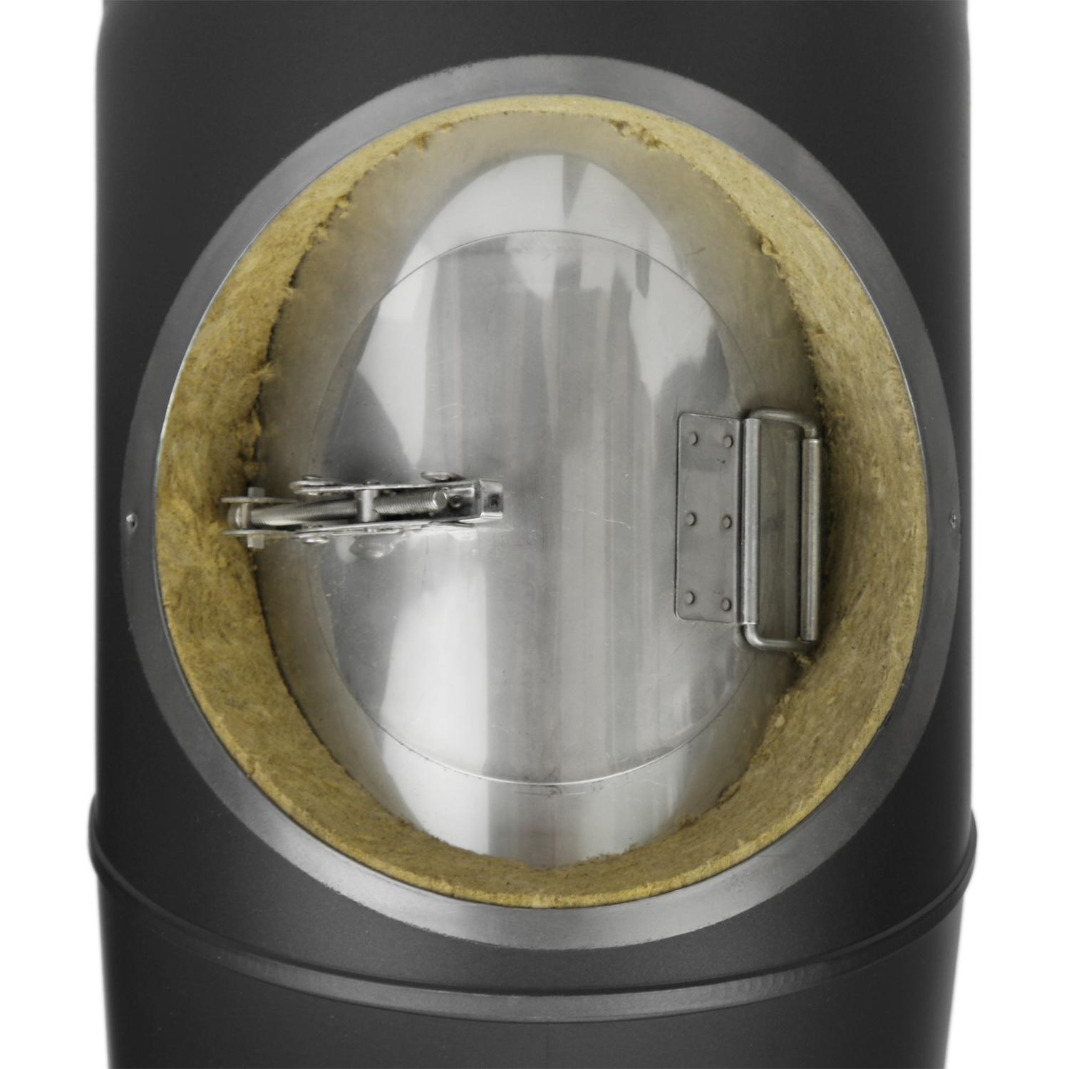 Raik Coltherm Rauchrohrbogen 150mm schwarz doppelwandig 45° mit Tür für Rauchrohr / Ofenrohr