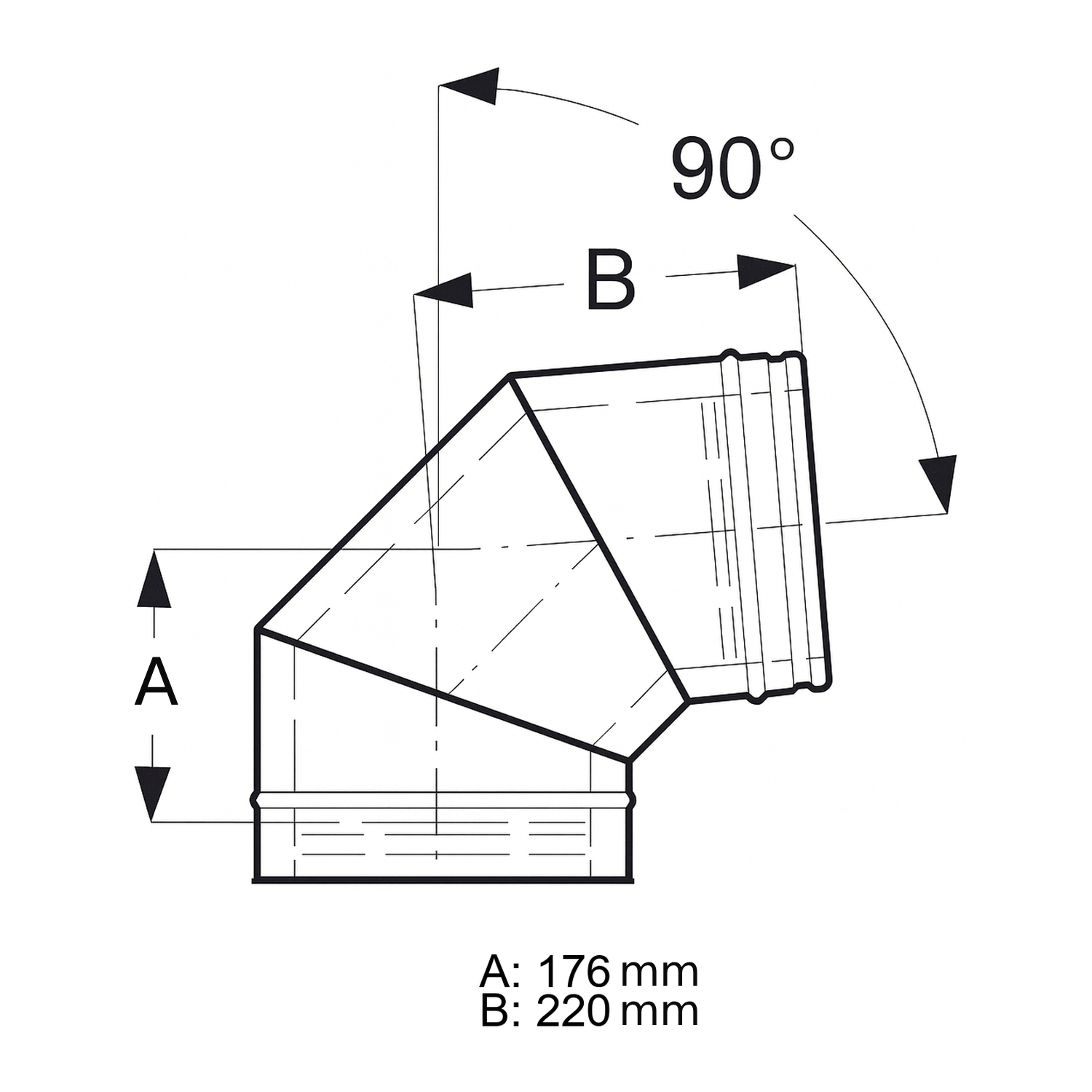Schiedel ICS Bogen 90° Ø180 mm doppelwandig glänzend