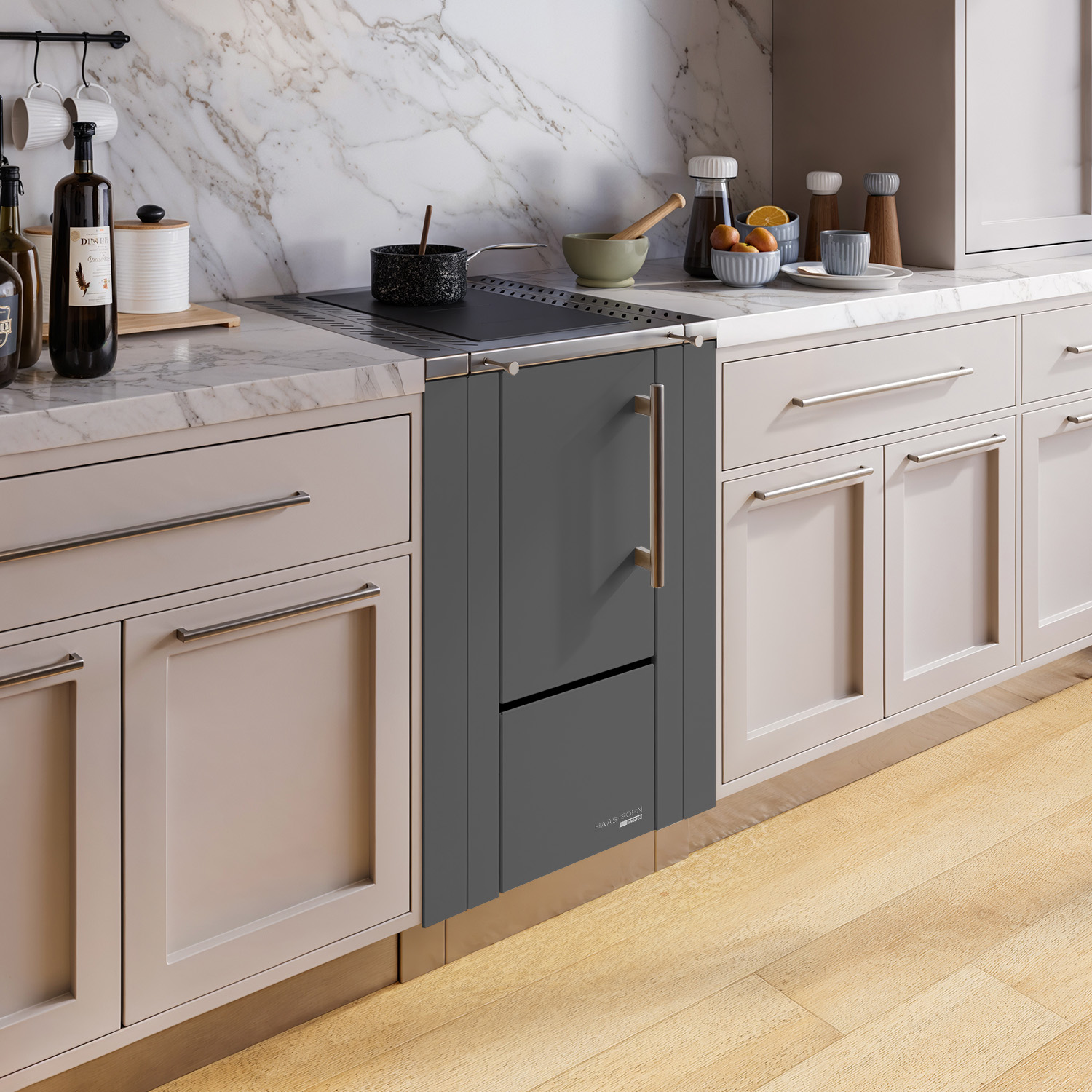 Haas+Sohn HS 40 ohne Sichtfenster Küchenofen anthrazit Herdrahmen Edelstahl Stahlkochplatte