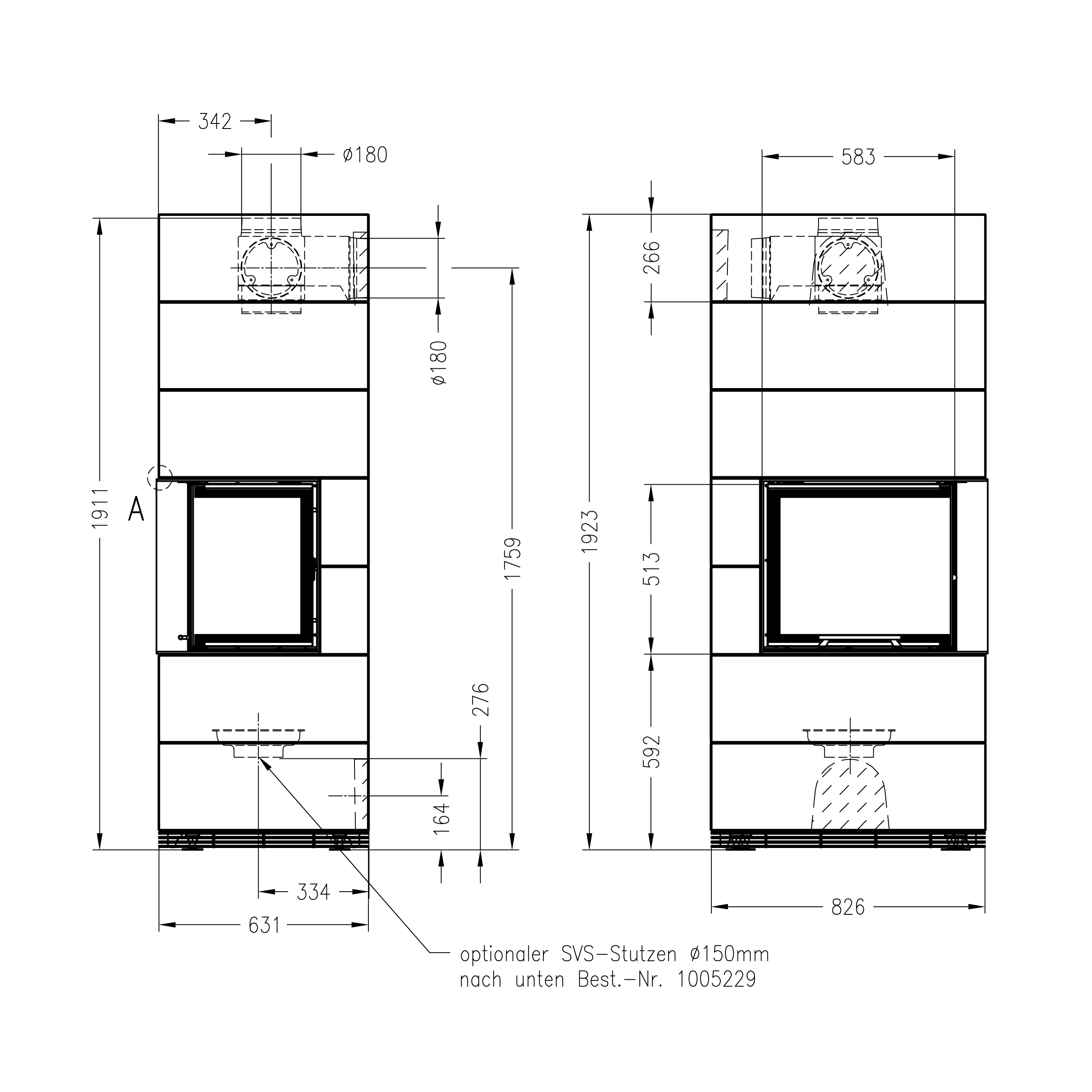 Spartherm wasserführender Kaminbausatz SIM 2/3 Varia 2R 55h-4S H2O Feinbeton