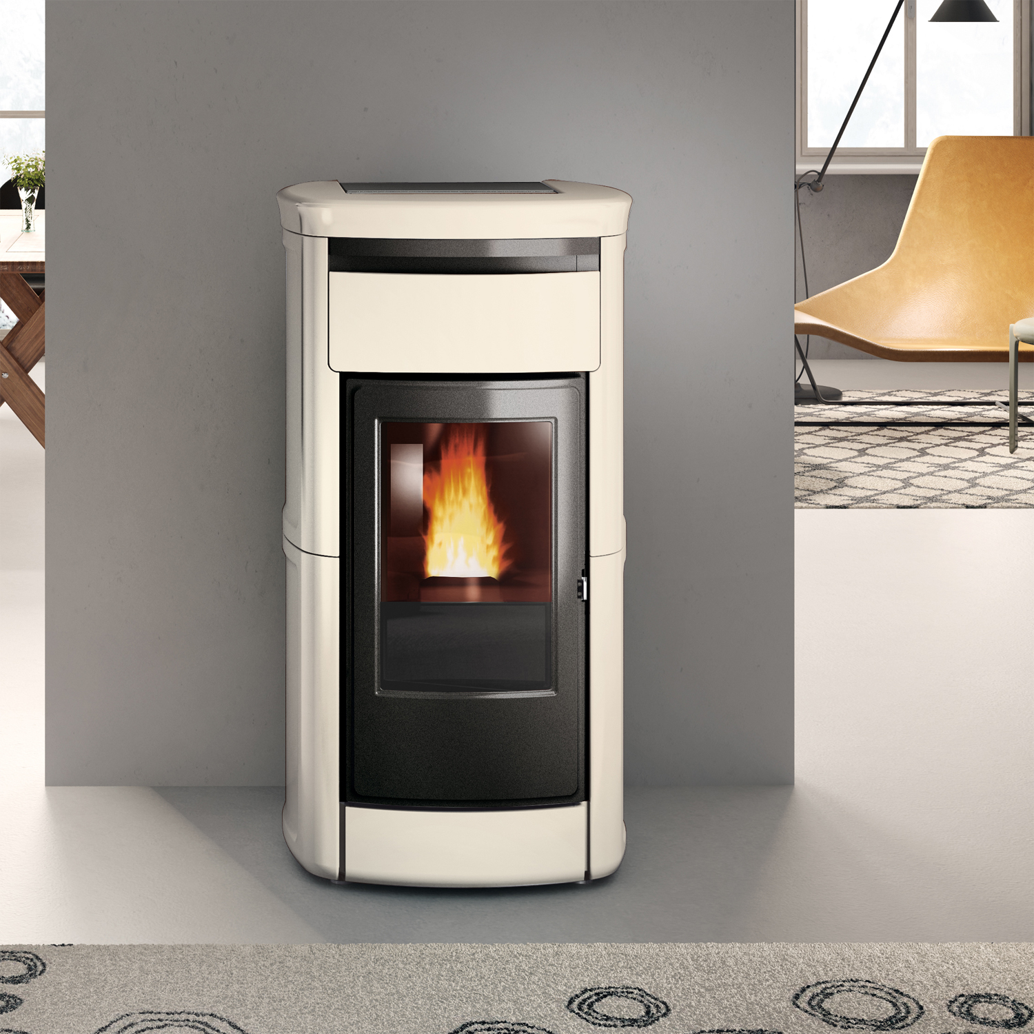 Edilkamin Kira H eKleaner wasserführender Pelletofen Pergament 18,7 kW Edilkamin Kira H eKleaner wasserführender Pelletofen Pergament 18,7 kW