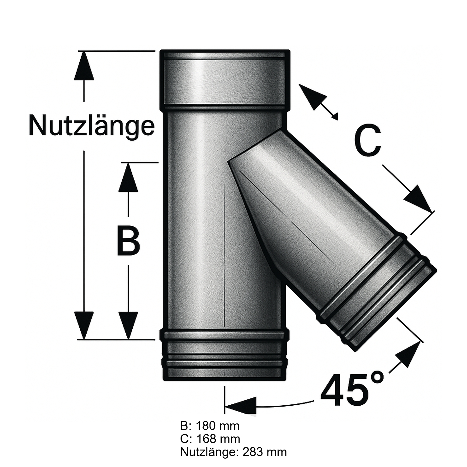 Schiedel PRIMA PLUS Rauchrohranschluss 45° Ø113 mm einwandig matt