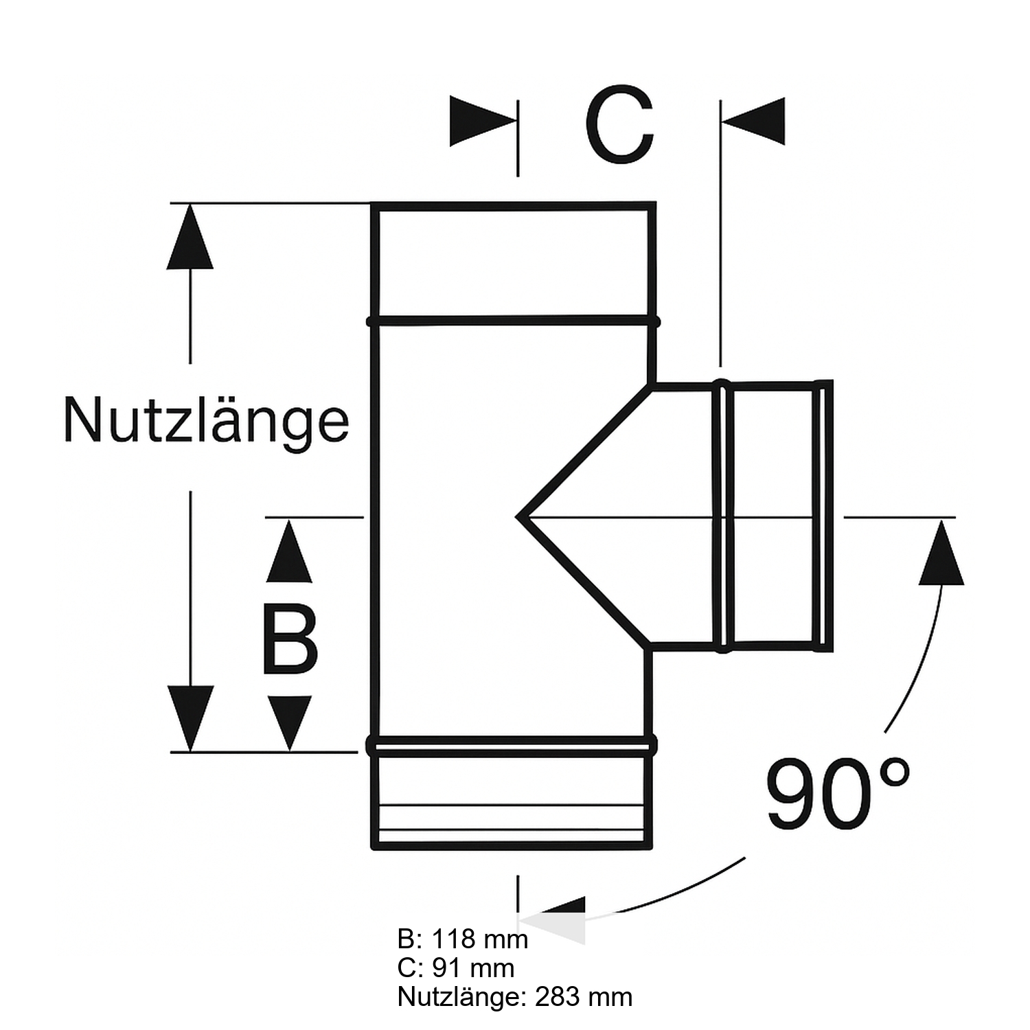 Schiedel PRIMA PLUS Rauchrohranschluss 90° Ø113 mm einwandig matt
