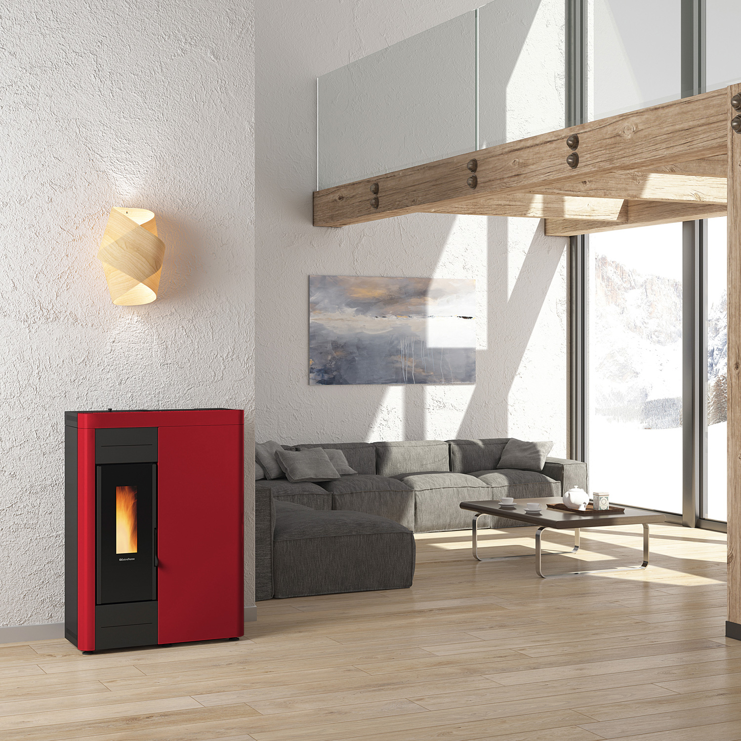 Extraflame Virna Idro 16 Wasserführender Pelletofen Bordeaux