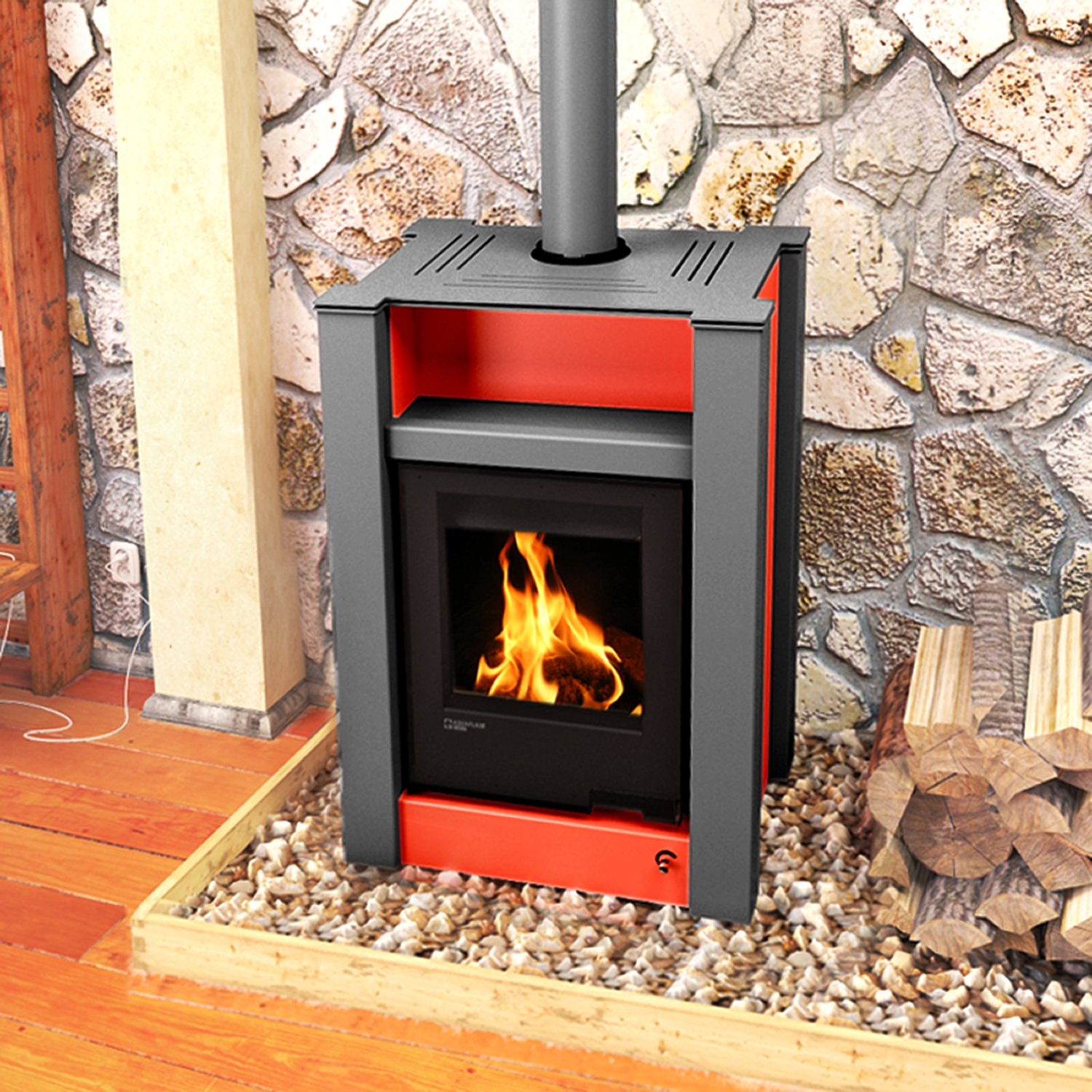 Aquaflam Vario Lend Manual Wasserführender Kaminofen Red 11/7 kW