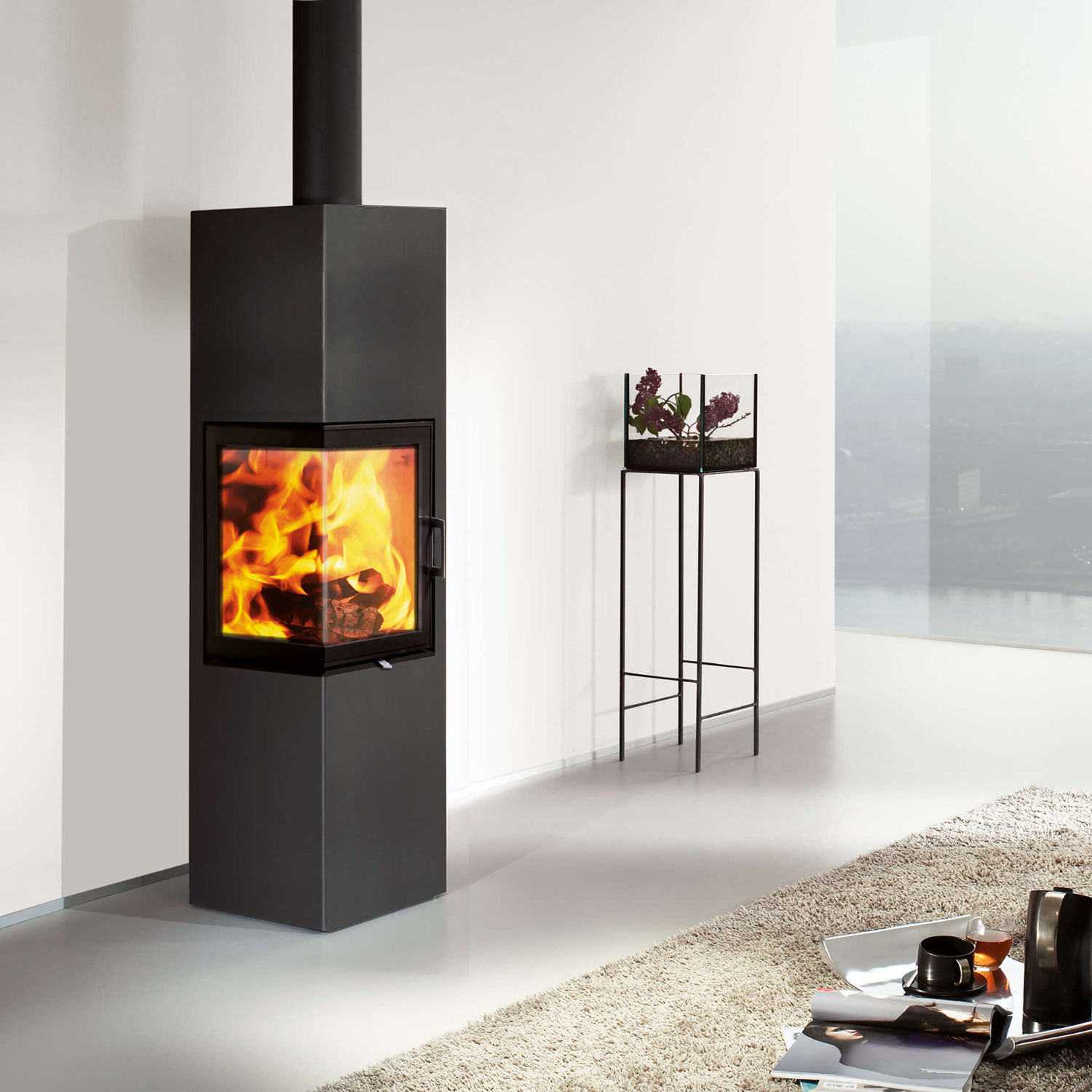 Austroflamm Slim 2.0 Kaminofen Stahl gussgrau, Türanschlag links, RR oben oder hinten Austroflamm Slim 2.0 Kaminofen Stahl gussgrau, Türanschlag links, RR oben oder hinten