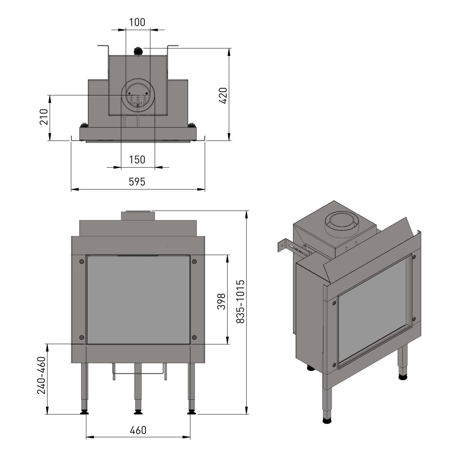Trimline Fires Trimline 46 Front Gas Kamineinsatz G20/G25