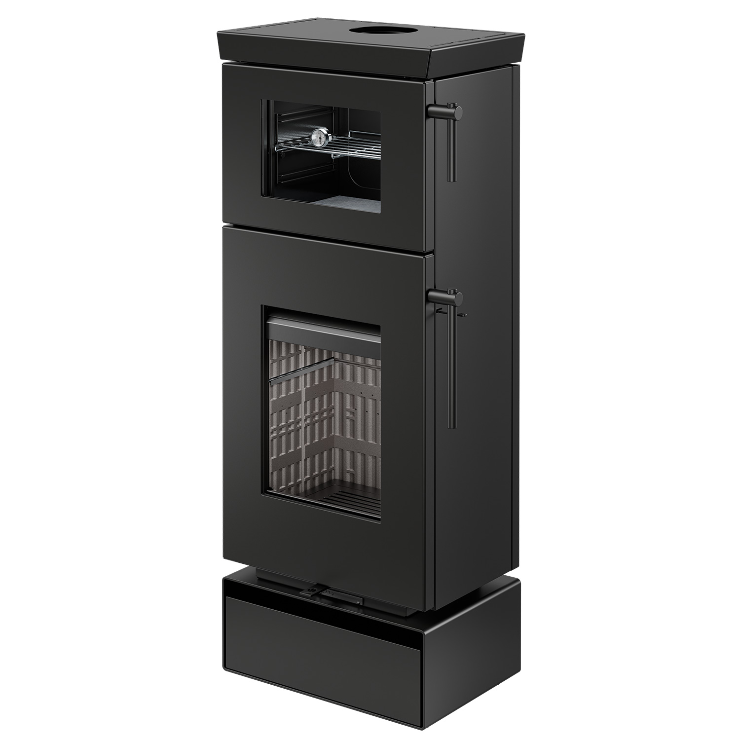 Thermorossi Zen O Kaminofen Stahl Schwarz mit Holzfach und Backfach Thermorossi Zen O Kaminofen Stahl Schwarz mit Holzfach und Backfach