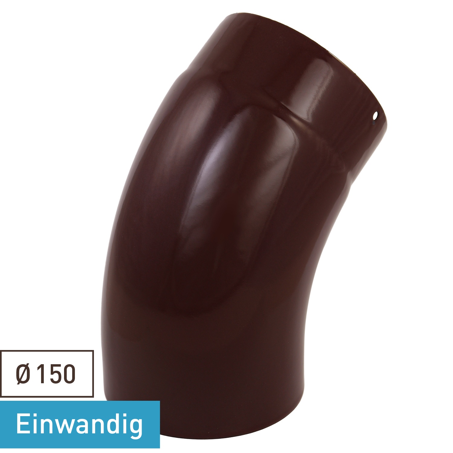 Raik Rauchrohrbogen / Ofenrohrbogen Emaille 150mm - 45° Bogen glatt Braun