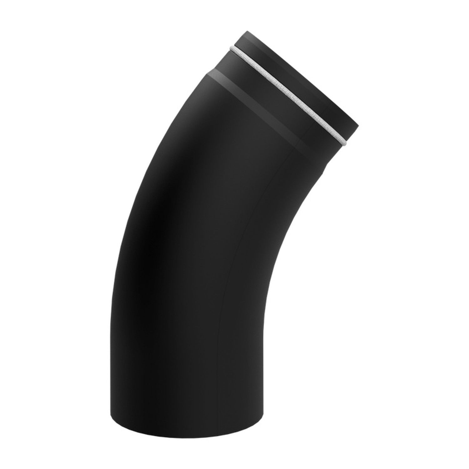 Raik Lifestyle Bogen Durchmesser 150/45° 2,00mm eingezogen glatt mit Dichtung schwarz für Rauchrohr/ Ofenrohr