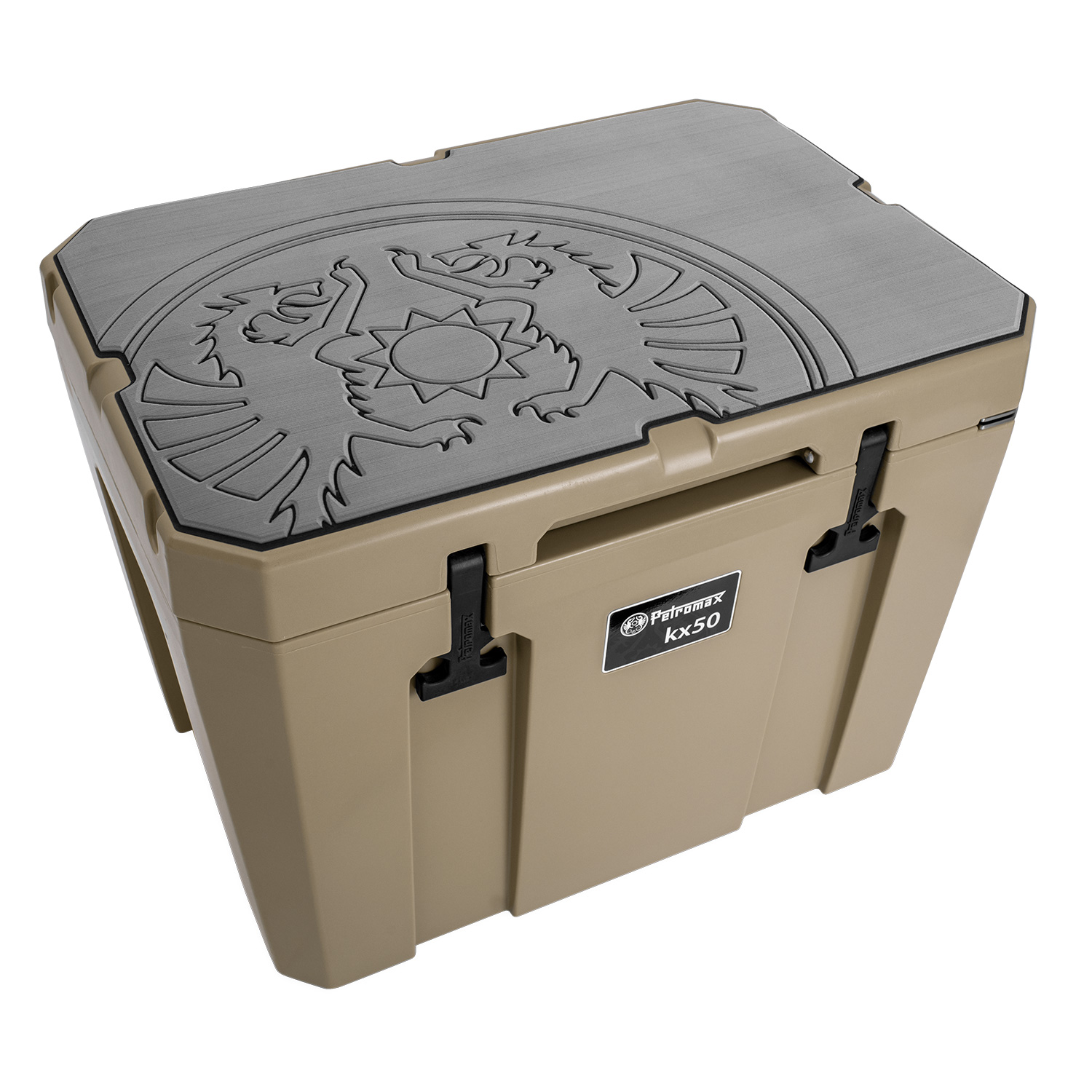 Petromax Haft-Auflage für Kühlbox kx50 Grau mit Drachenemblem