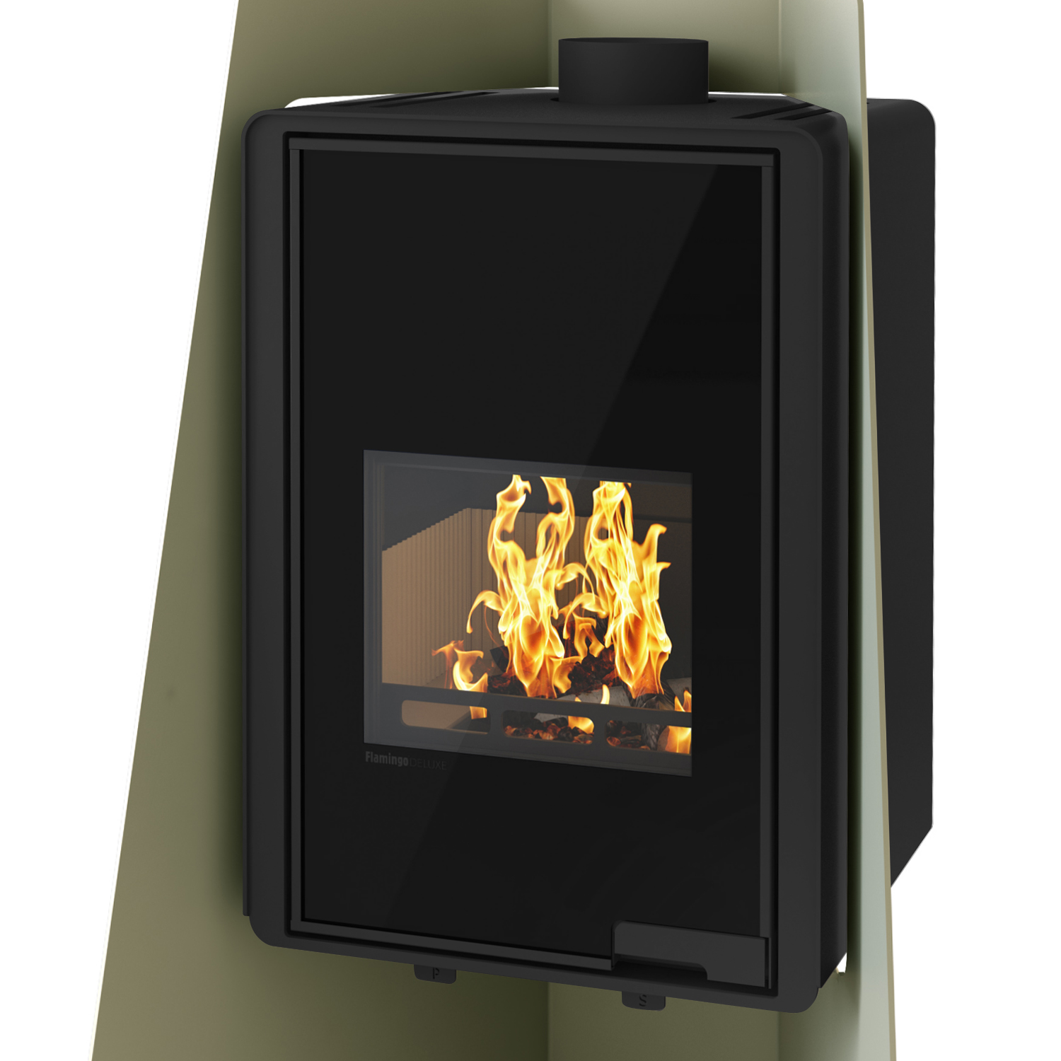 HS Flamingo Deluxe Island Kaminofen Olive
