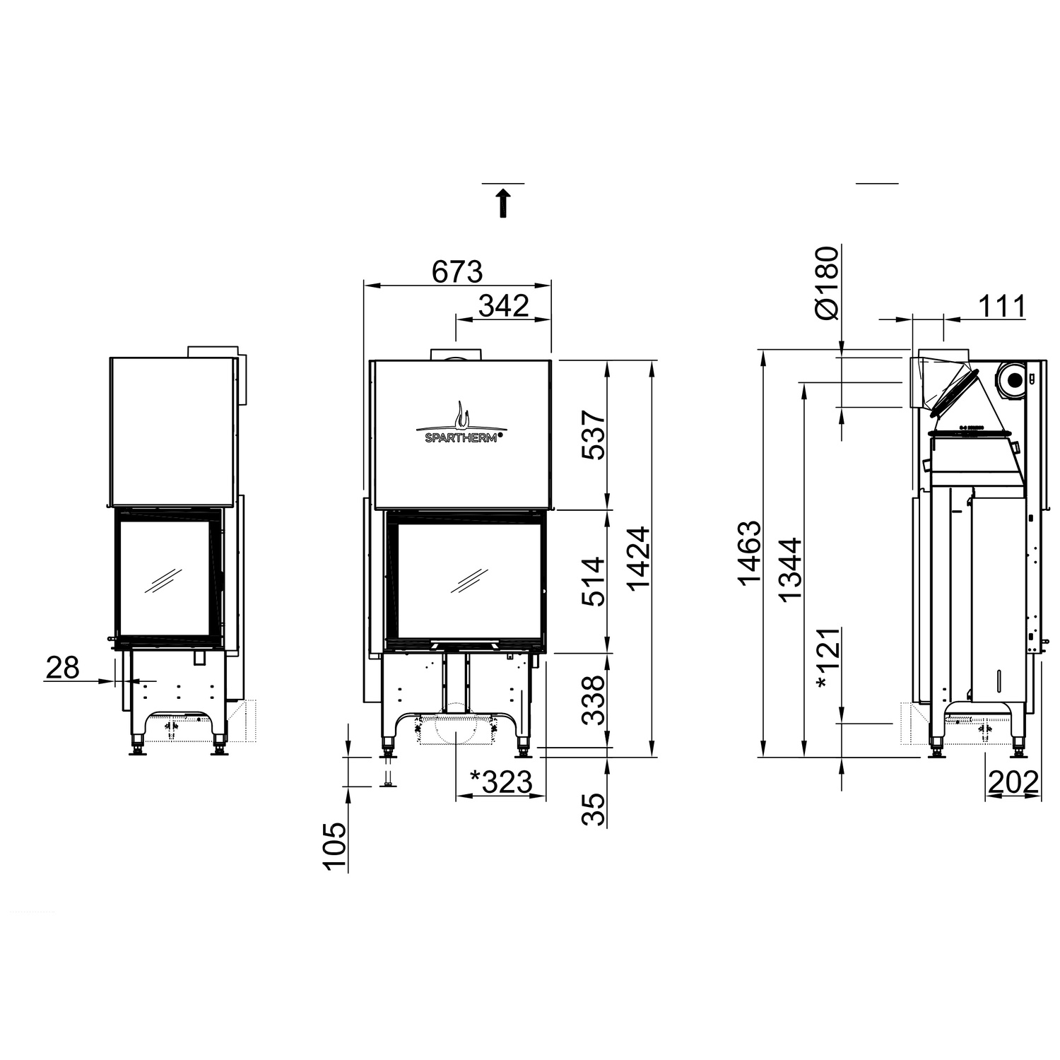 Spartherm Varia 2R-55h Kamineinsatz 180 mm RR