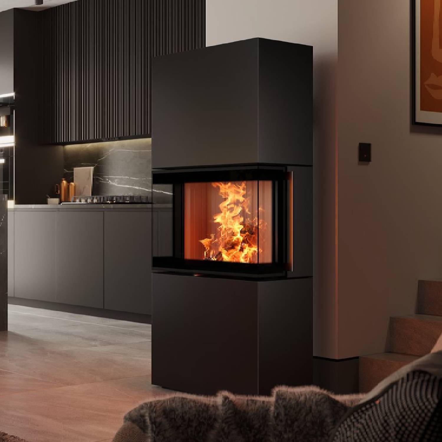Spartherm Largo S steel RLA Kaminofen Nero
